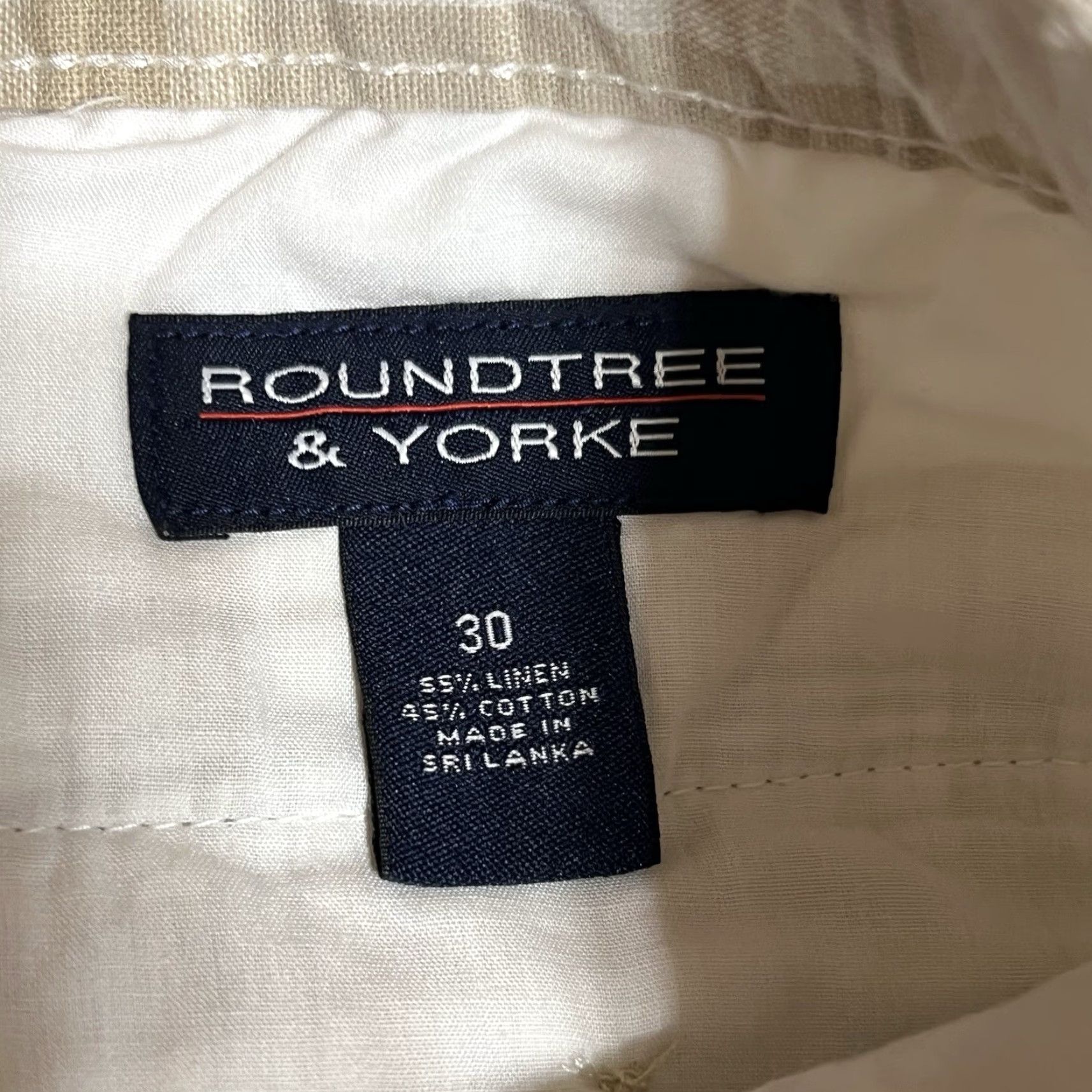 Roundtree & Yorke Roundtree & Yorke Shorts Mens 30 Plaid Linen Blend Classic Fit Flat Front Beige 9in Inseam Casual Mens Size US 30 / EU 46 - 7 Thumbnail