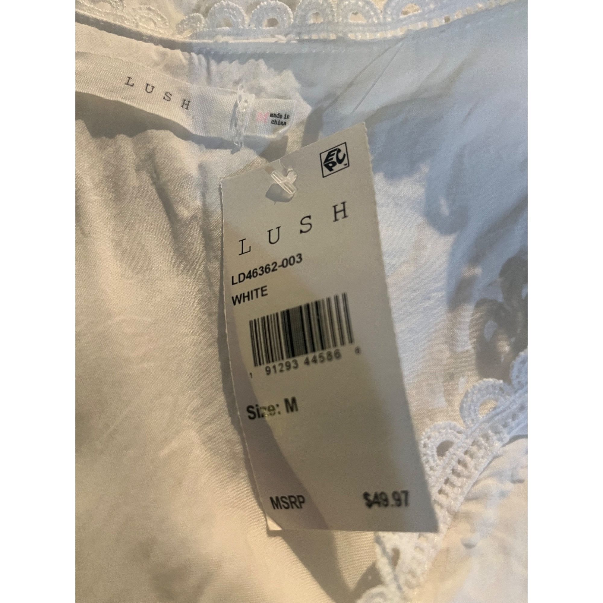 Other Lush Junior’s Puff Sleeve V-neck Tiered Dress, White, Sz. M Size M / US 6-8 / IT 42-44 - 14 Thumbnail