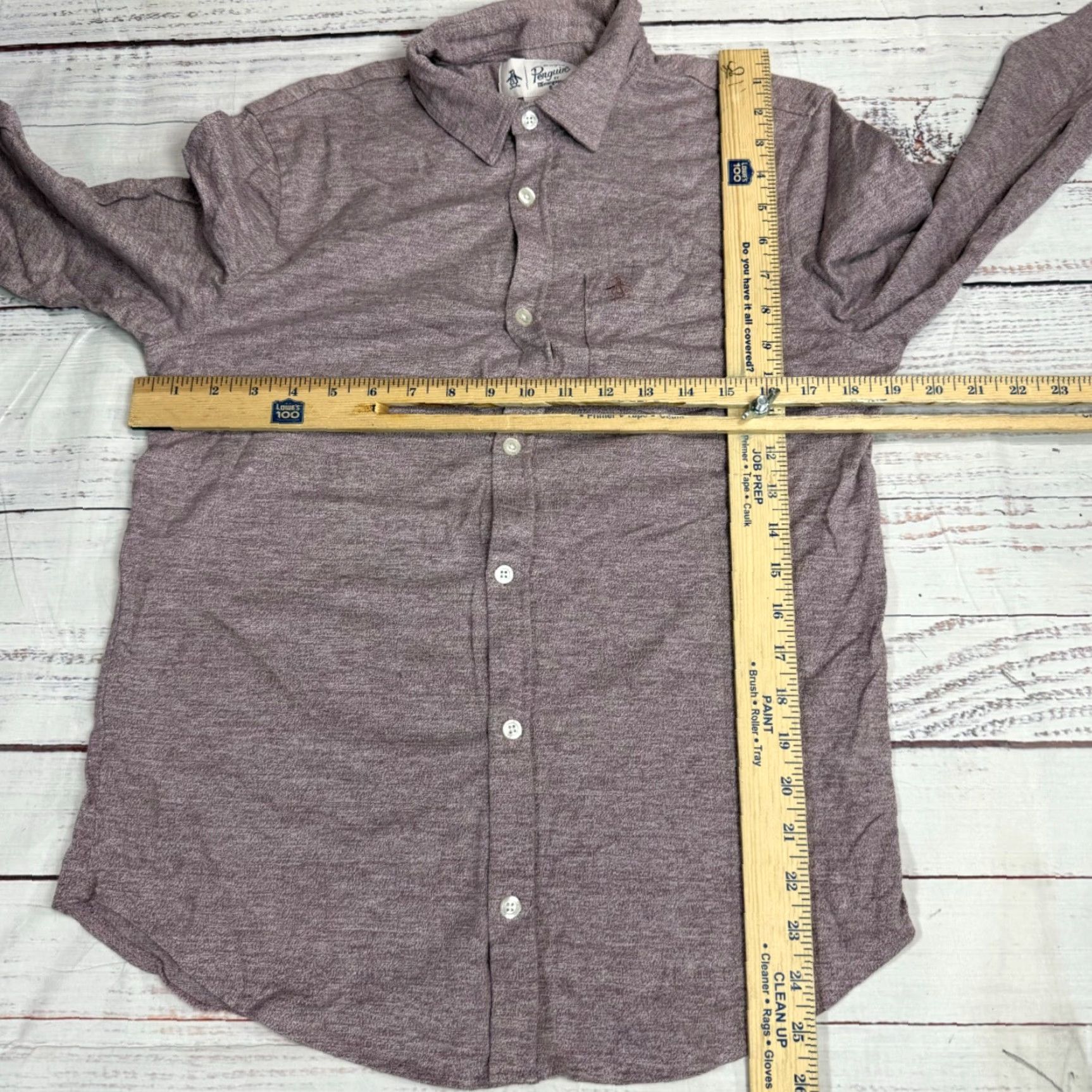 Vintage Penguin Shirt Purple Button-Up Collared Womens M Long Sleeve Knit Cotton Size M / US 6-8 / IT 42-44 - 2 Thumbnail