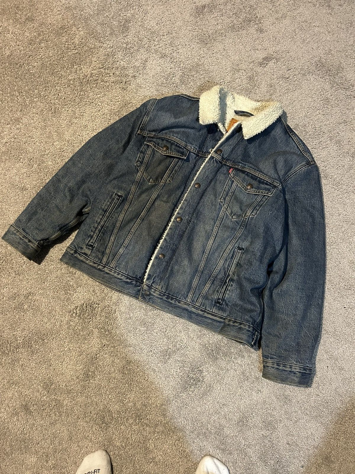 VTG Blue Levi's Denim Sherpa Trucker Jacket