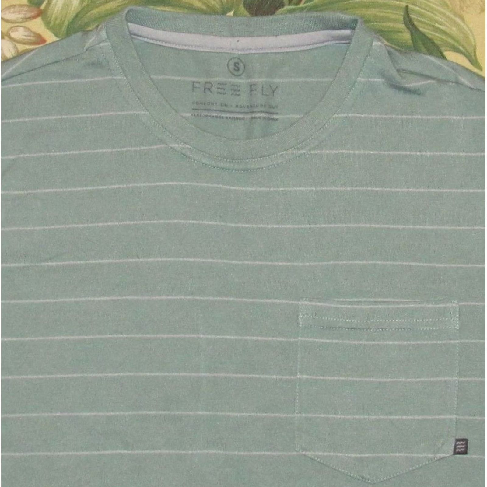 Vintage FREE FLY Green Striped Bamboo Blend T Shirt Small S Mens Size US S / EU 44-46 / 1 - 2 Thumbnail