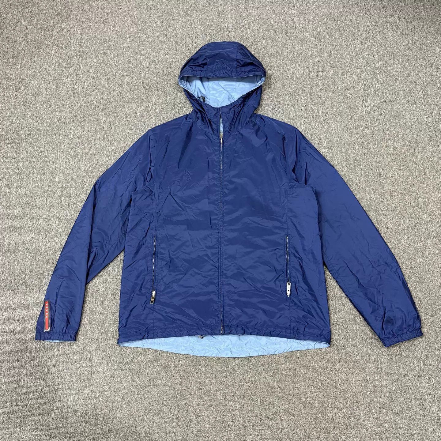 Prada Prada Blue Double-Faced Nylon Logo Hem Jacket 54 99 New Size US L / EU 52-54 / 3 - 1 Thumbnail