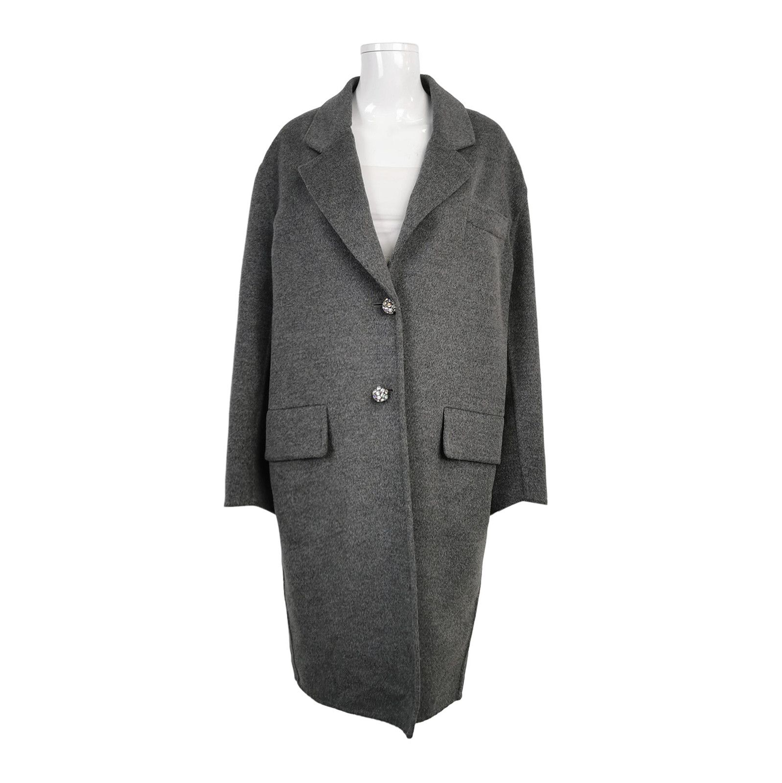 Prada Prada Grey Wool Blend Overcoat for Women 0079 Size US M / EU 48-50 / 2 - 1 Thumbnail