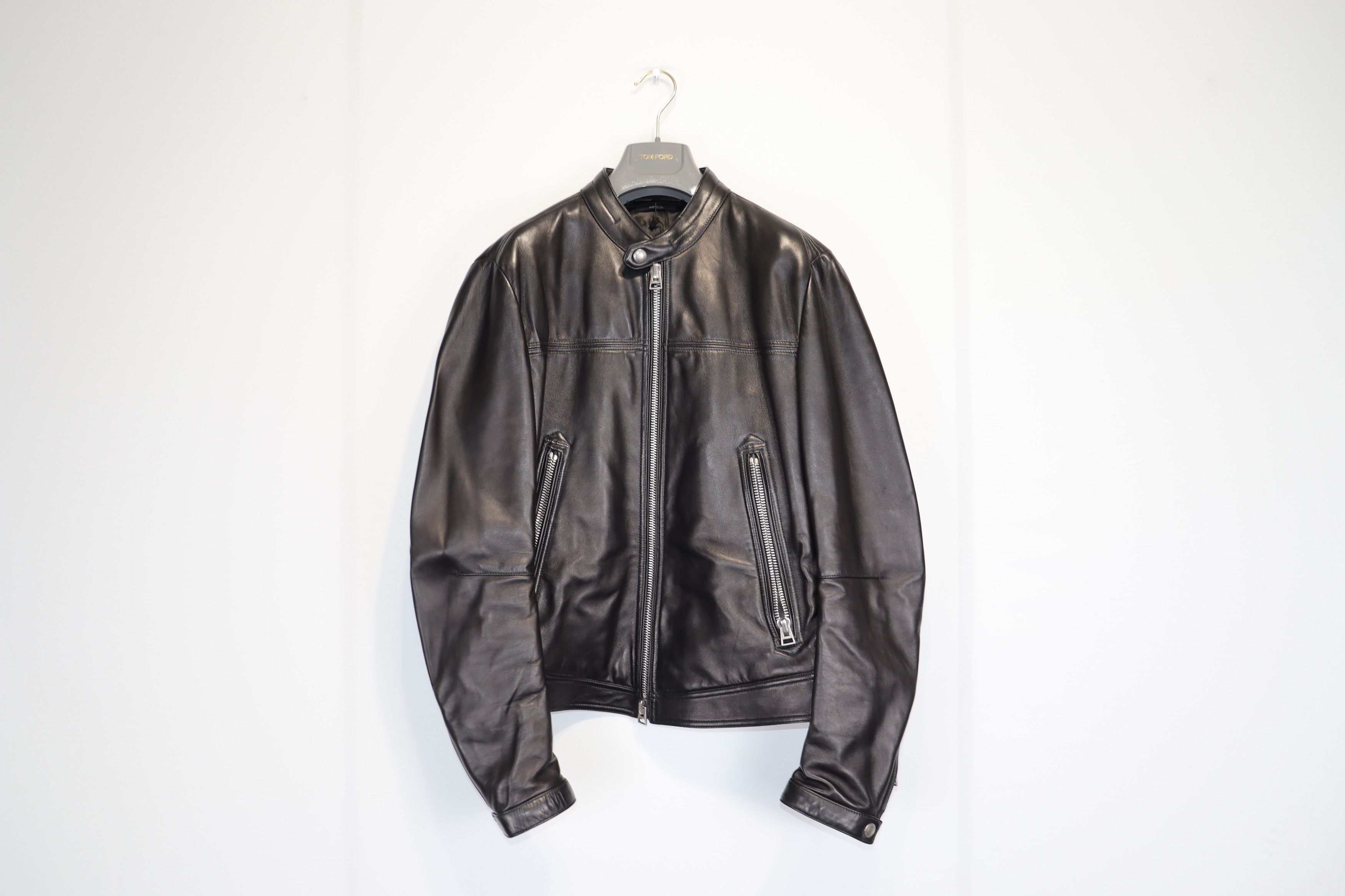 image of Tom Ford O1Rshd1 Leather Jacket In Black, Men's (Size Medium)