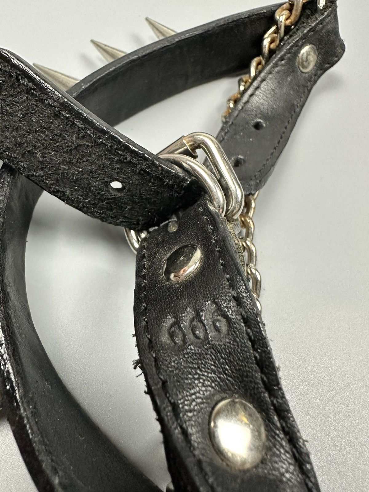 If Six Was Nine × Seditionaries 🔥Rare🔥Punk Gothic Spike Satan 666 Leather Necklace Size ONE SIZE - 5 Thumbnail