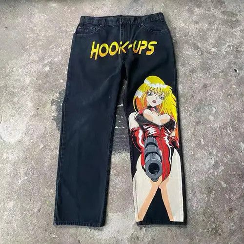 VIBE Hip Hop Anime Graphic Denim Pant Size US 33 - 2 Thumbnail