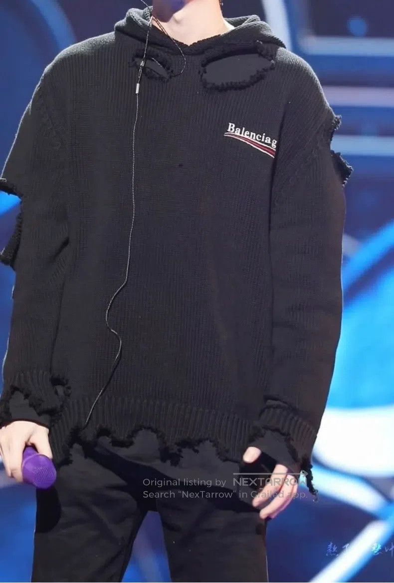 Balenciaga Balenciaga Distressed Hooded Sweatshirt Size US XS / EU 42 / 0 - 9 Thumbnail