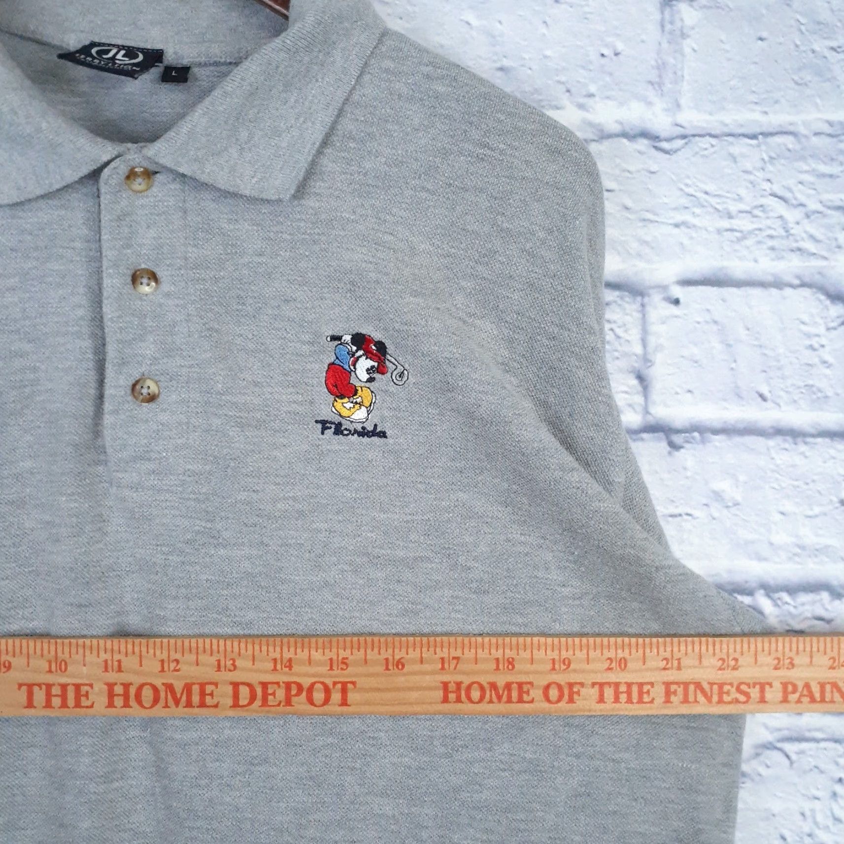 Vintage Jerry Leigh Mickey Mouse Polo Shirt Golf Short Sleeve Mens Large Gray Size US L / EU 52-54 / 3 - 5 Thumbnail