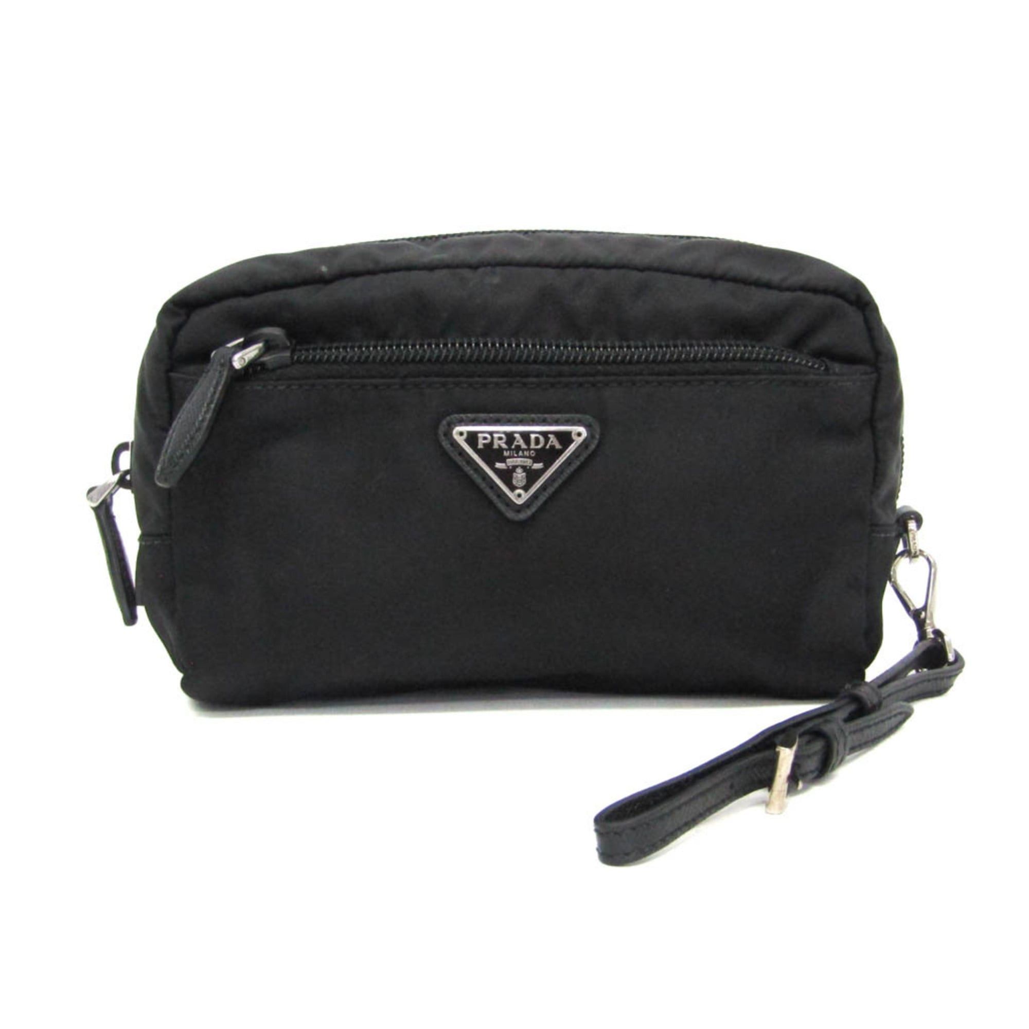Prada Prada VELA 1NE393 Women's Leather Pouch Black Size ONE SIZE - 1 Thumbnail