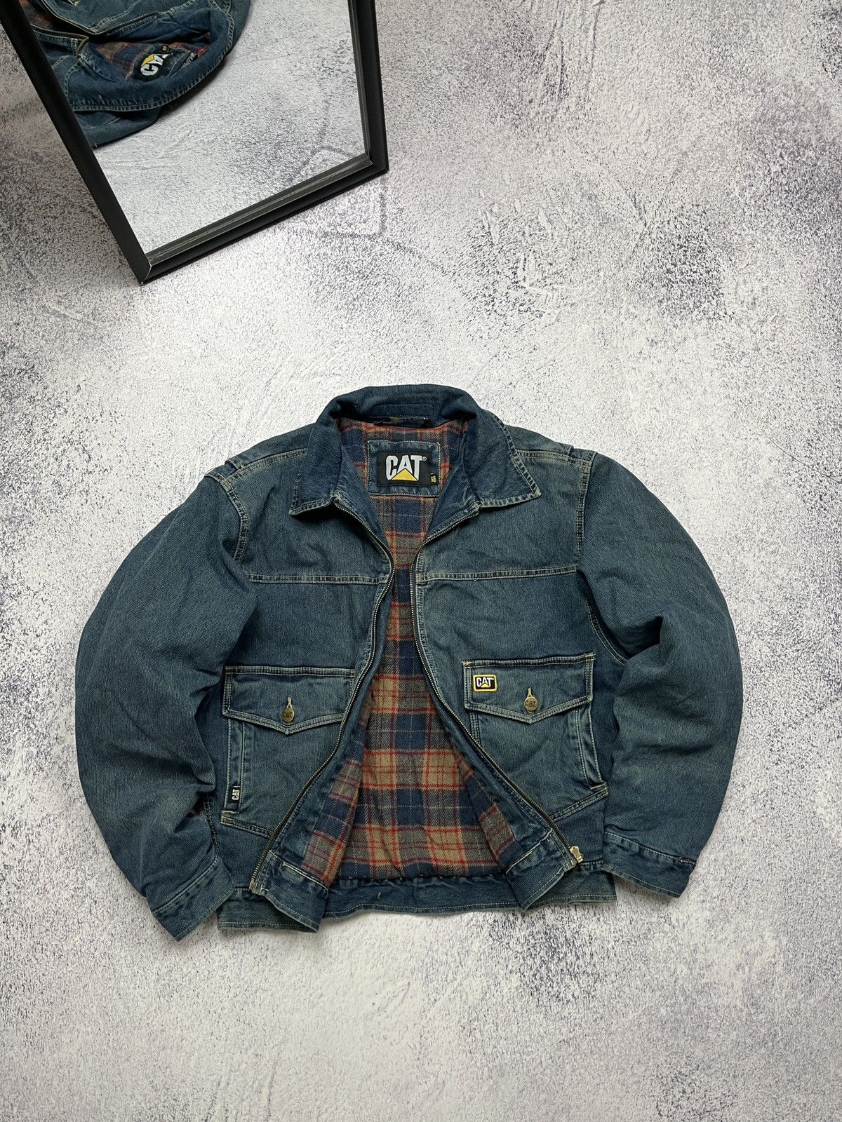 Caterpillar Vintage 90’s Cat Active Plaid Work Jacket Denim Caterpillar Size US S / EU 44-46 / 1 - 8 Thumbnail