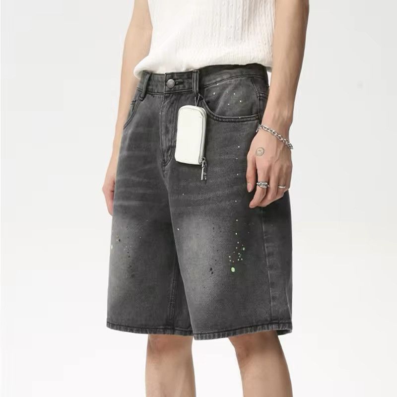 Jean × Vintage Design Loose Wide Leg Straight Washed Shorts Jorts Size US 32 / EU 48 - 4 Thumbnail
