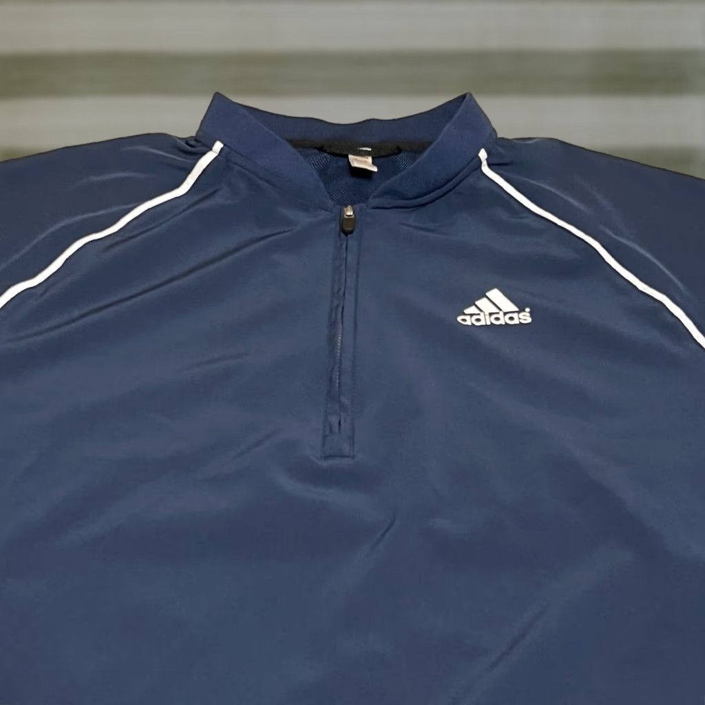 Adidas Adidas Batting Jacket Mens L Blue Short Sleeve Zip Pullover Be​havior: Windbreaker, Activewear, Baseball Size US 33 - 1 Thumbnail