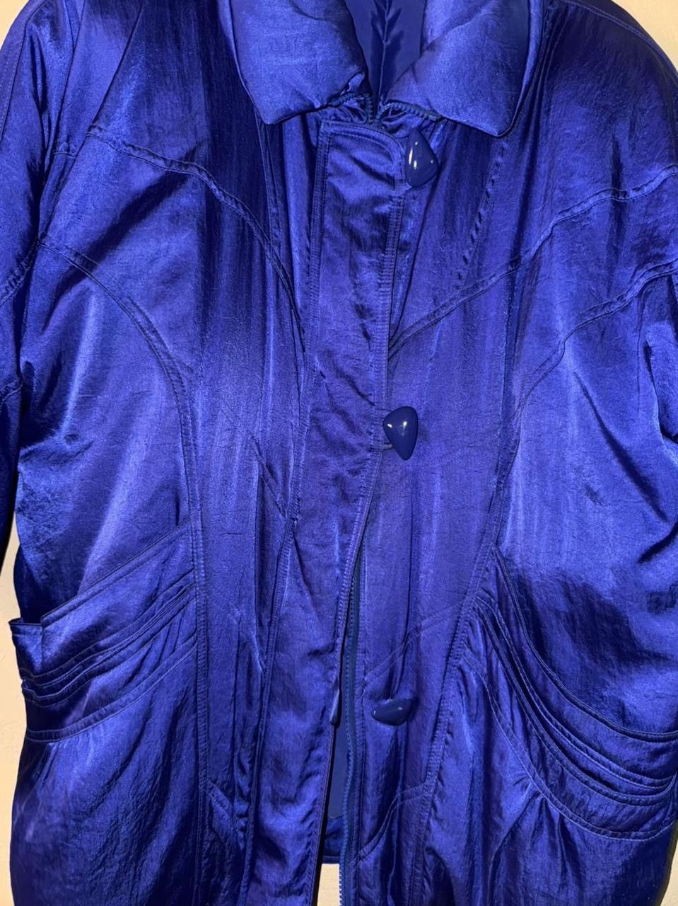 Other Vintage 80s 90s Royal Blue Satin Down Puffer Jacket Size S / US 4 / IT 40 - 2 Thumbnail