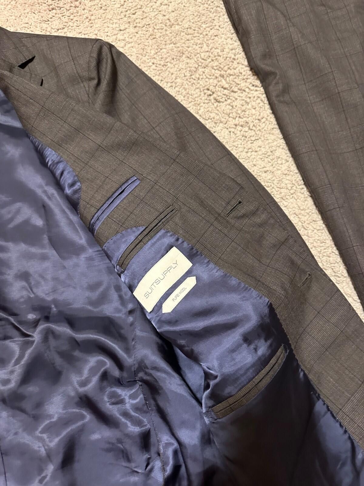 Suitsupply SUITSUPPLY SIENNA Mens Classic Brown Pure Lana Wool Suit Size 52R - 5 Thumbnail