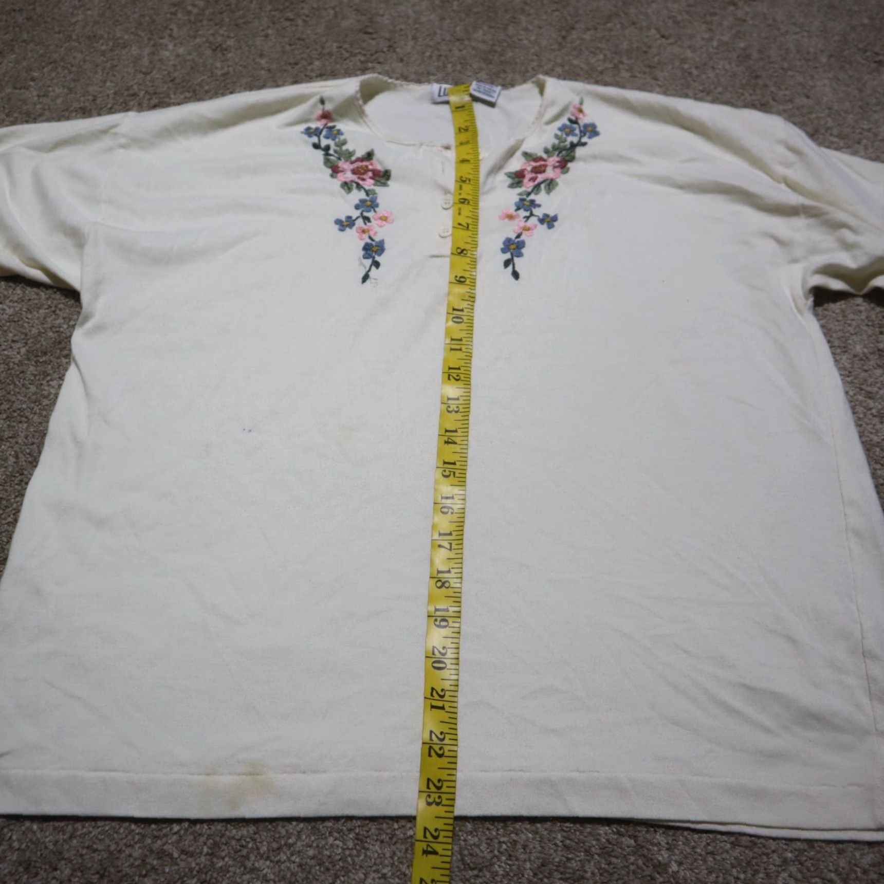 Vintage Lucia Floral Shirt Adult Large White Women's Tee Button Collar Short Sleeve Size L / US 10 / IT 46 - 5 Thumbnail