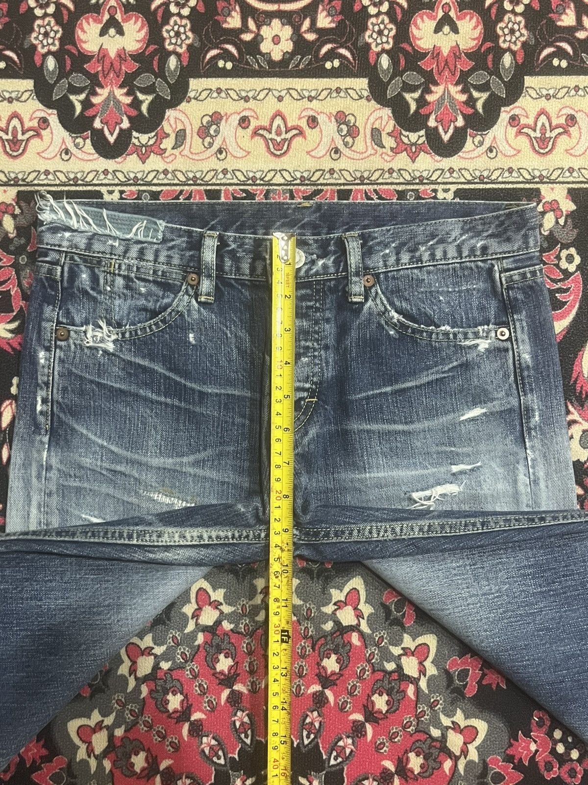 Undercover Vintage Japan Macphee Grunge Sashiko Destroy Blue Jeans Size US 30 / EU 46 - 14 Thumbnail