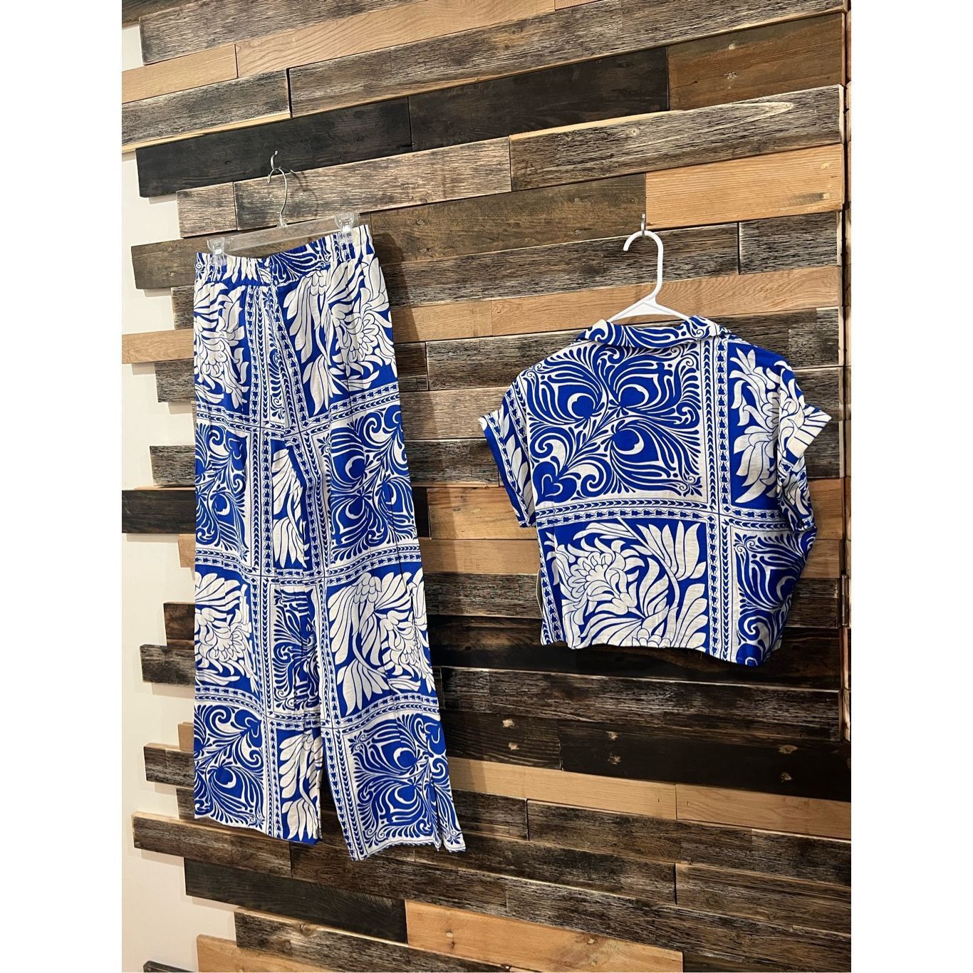 Other Two piece NWT set button front top pants blue white sz M Size M / US 6-8 / IT 42-44 - 2 Thumbnail