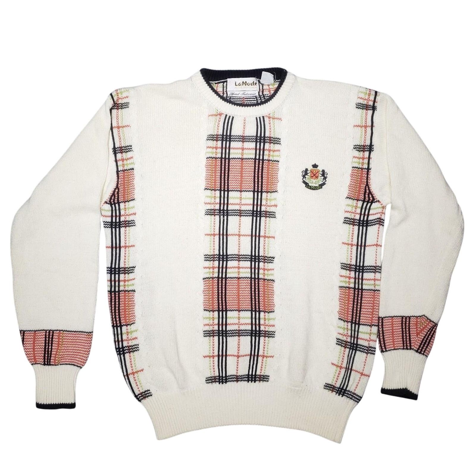 Vintage Vintage 90S LaMode HAND INTARSIA Woven Plaid Sweater M Size M / US 6-8 / IT 42-44 - 1 Thumbnail