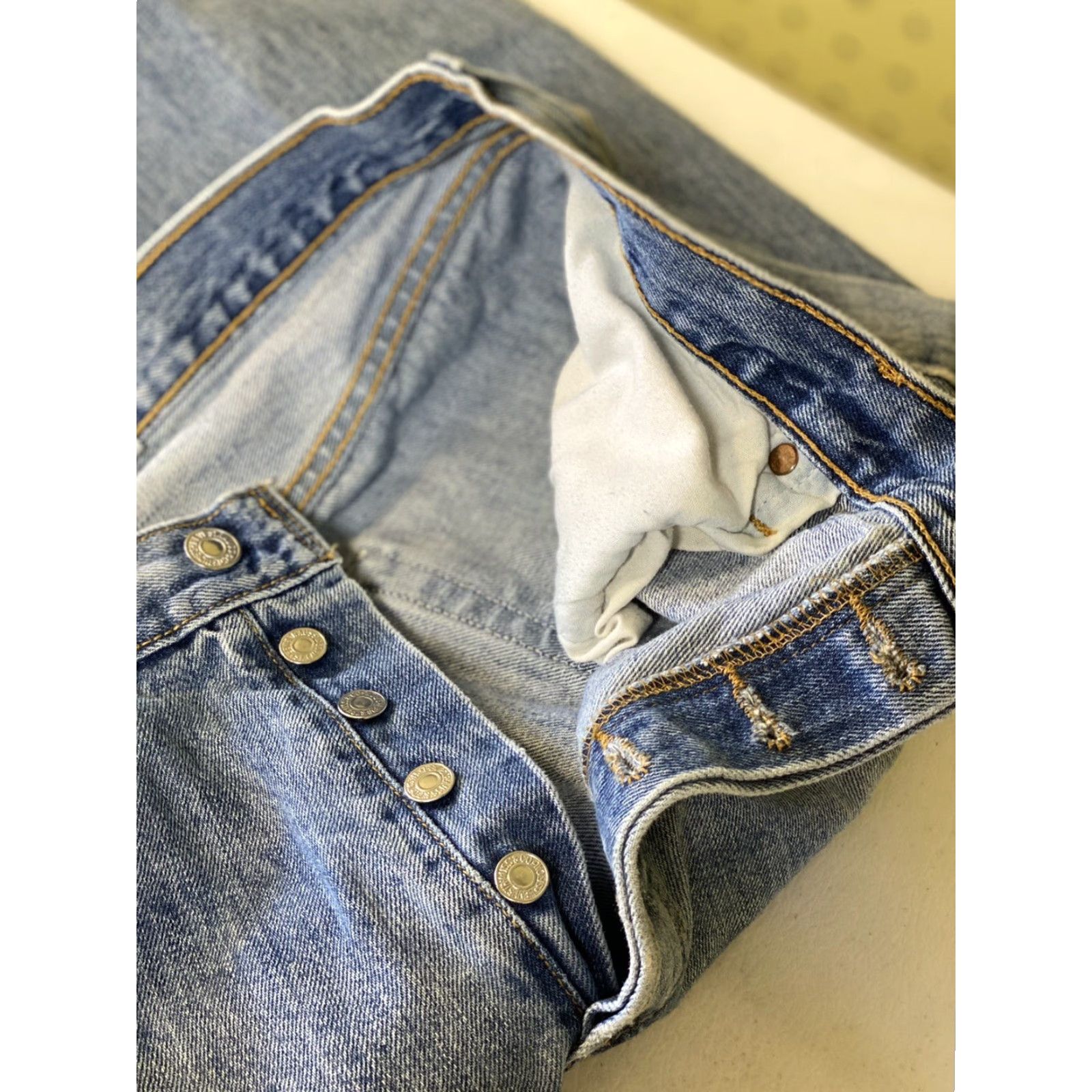 Levi's VINTAGE Levi's 501 XX Jeans 36x33 Denim Button Fly Distressed Denim Blue USA 90s Mens Regular Straight"} Size US 36 / EU 52 - 6 Thumbnail
