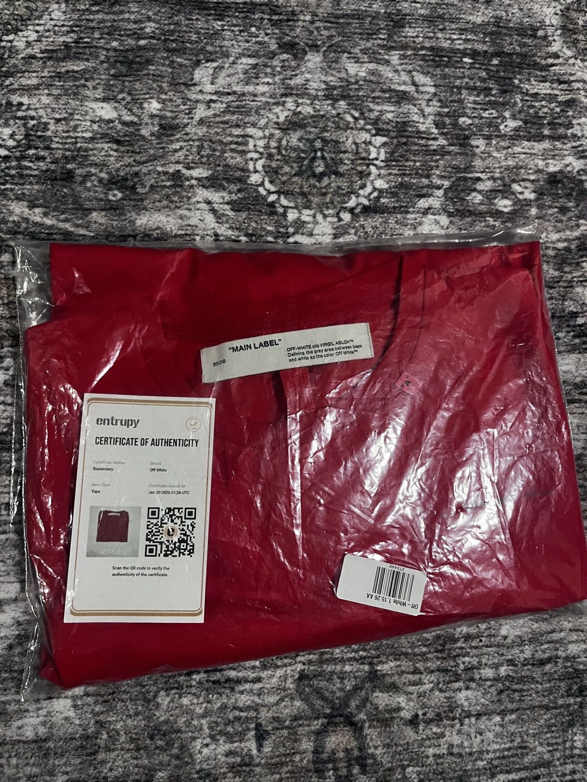 Off-White Off-White Red Unfinished reflective logo T-Shirt Size US XL / EU 56 / 4 - 6 Thumbnail