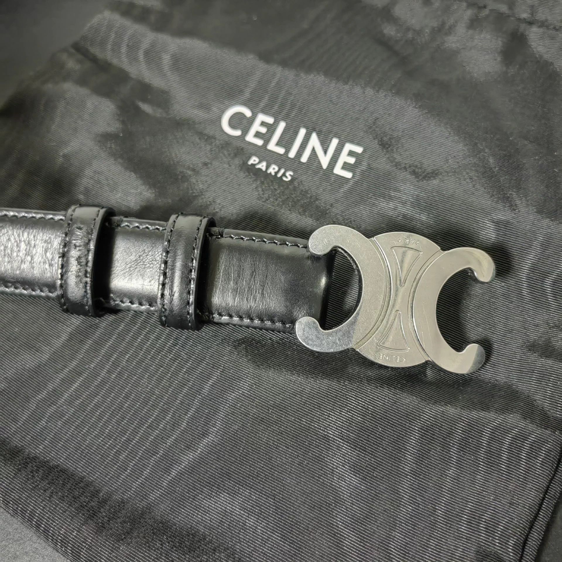 Celine Celine by Hedi Slimane Triomphe Belt Silver Buckle 95 Size ONE SIZE - 2 Thumbnail