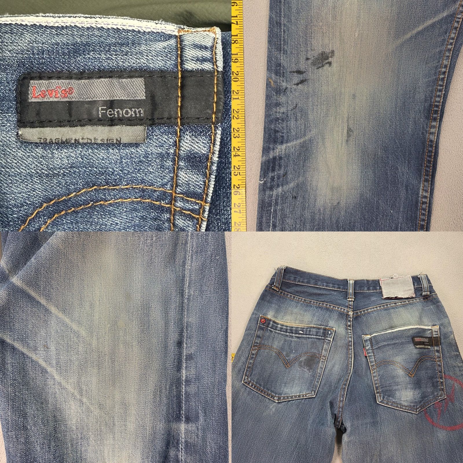 Levi's VTG Levi's Selvedge Jeans Mens Fenom Fragment Straight Thrashed Paint 28x30 Blue Denim Distressed Pockets 70s 80s Mens Size US 28 / EU 44 - 8 Thumbnail