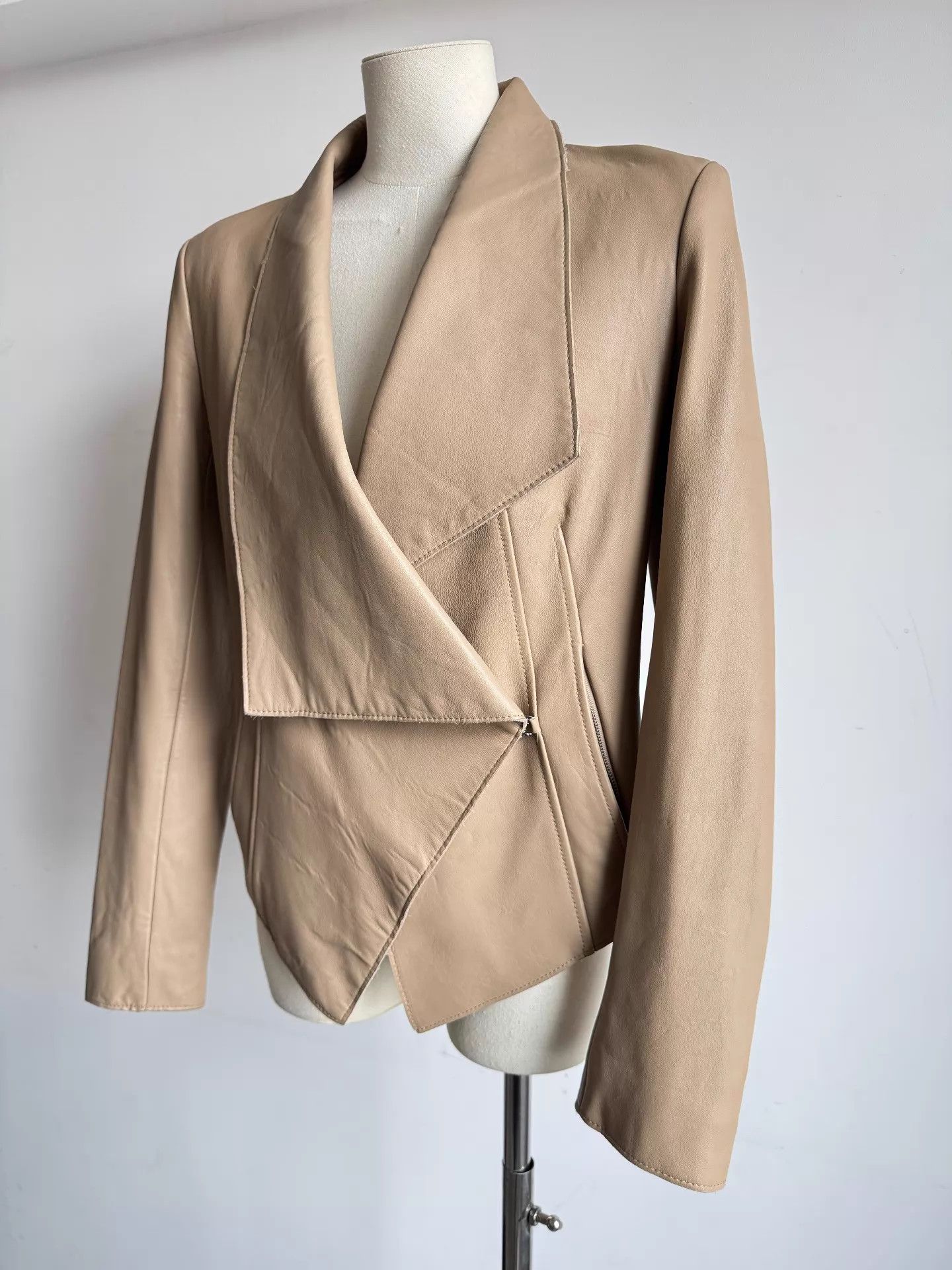 Helmut Lang Helmut Lang 2012AW Asymmetric Leather Jacket Size P Size ONE SIZE - 8 Thumbnail