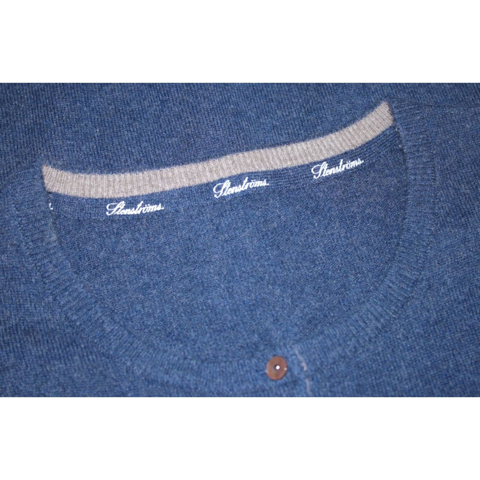 Vintage Stenstroms Jumper Cardigan XL Blue 100% Cashmere Womens Size XL / US 12-14 / IT 48-50 - 4 Thumbnail
