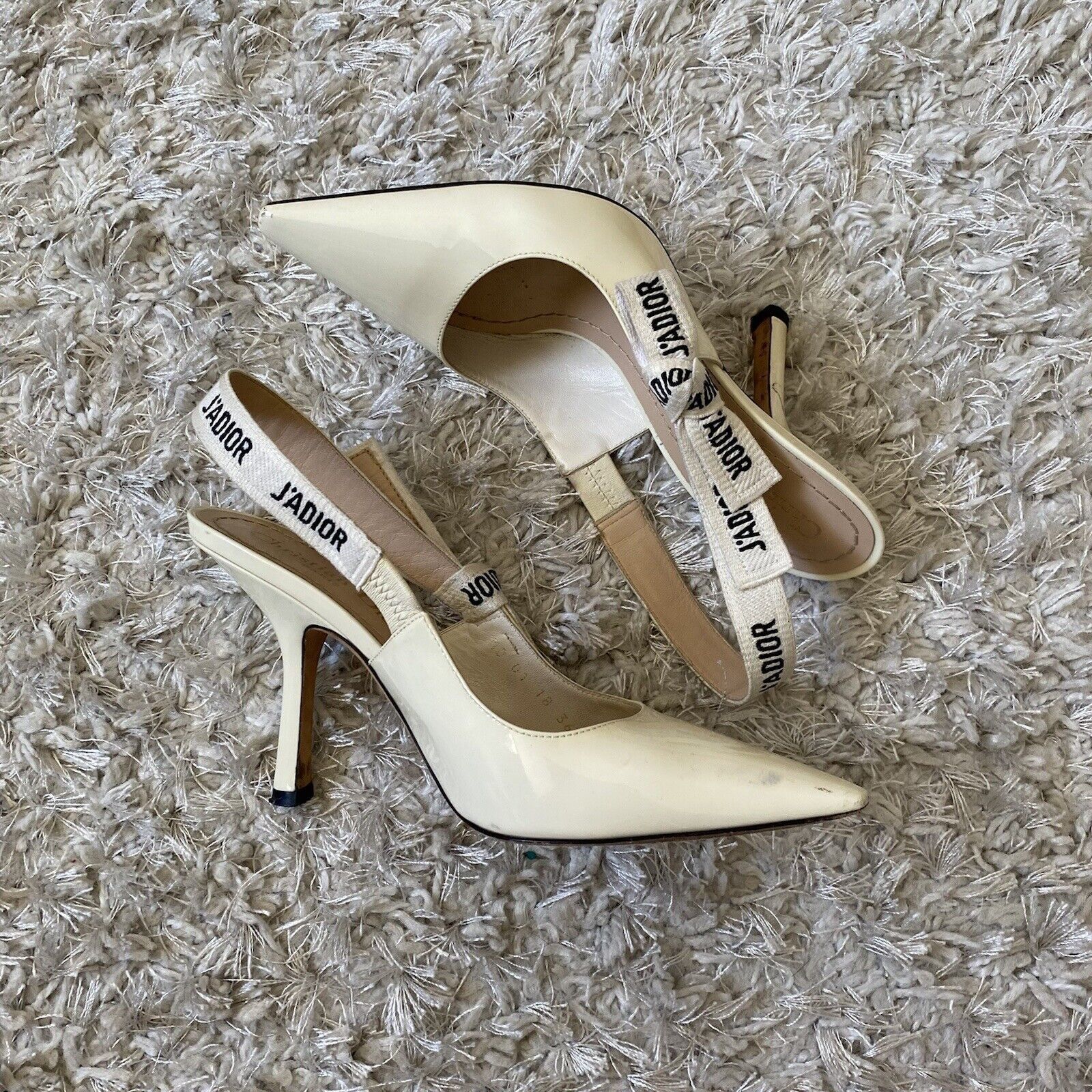 Dior Christian Dior Womens White J'adior Patent Leather Slingback Size US 6 / IT 36 - 6 Thumbnail