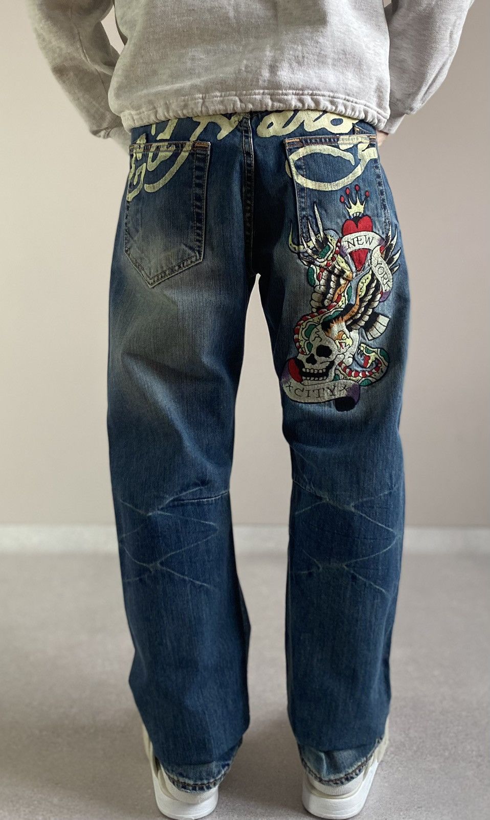 Ed Hardy by Christian Audigier Denim Jeans Big Logo Pants