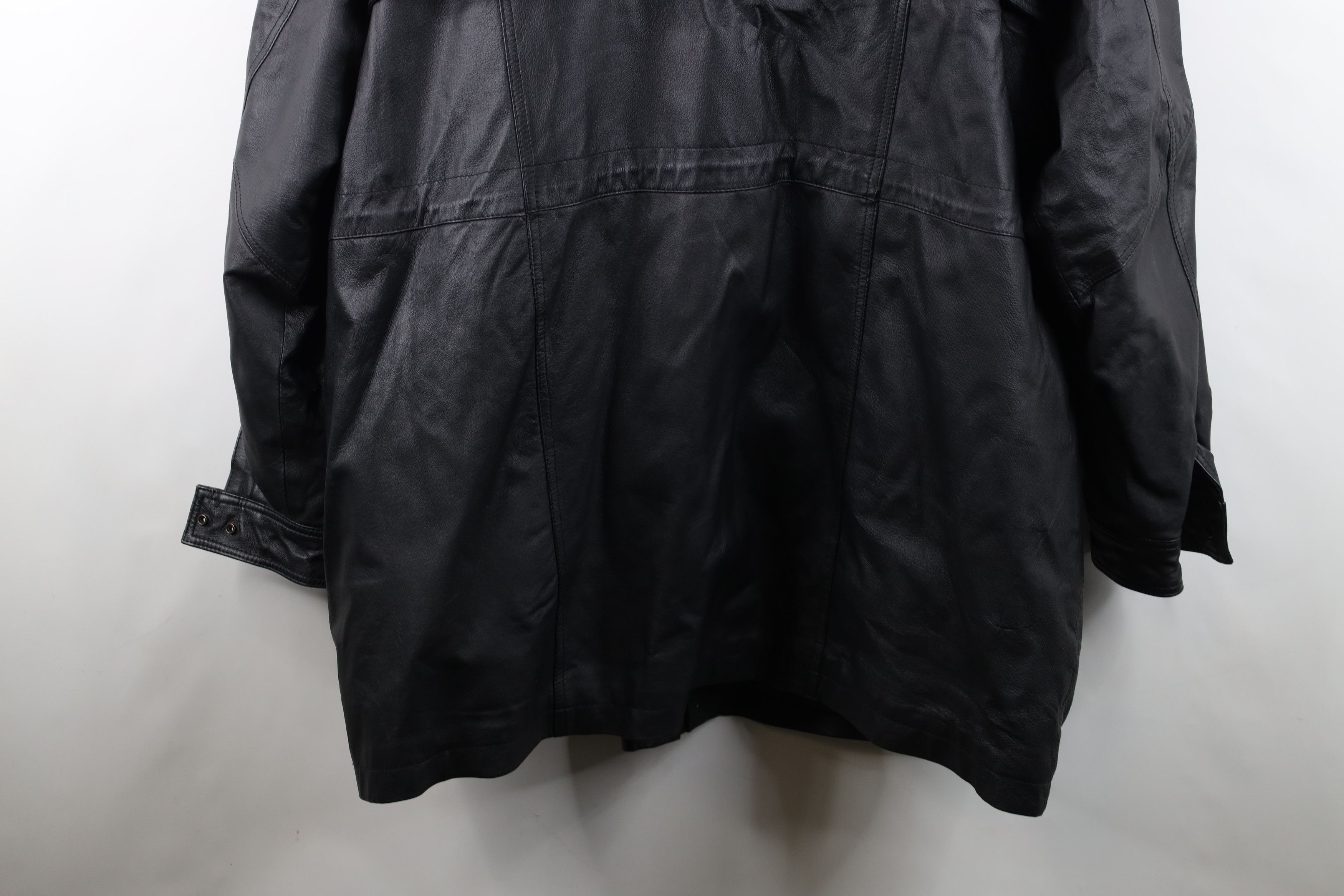 Vintage Vintage 90s Streetwear Quilted Full Zip Leather Jacket Black Size US XXL / EU 58 / 5 - 15 Thumbnail