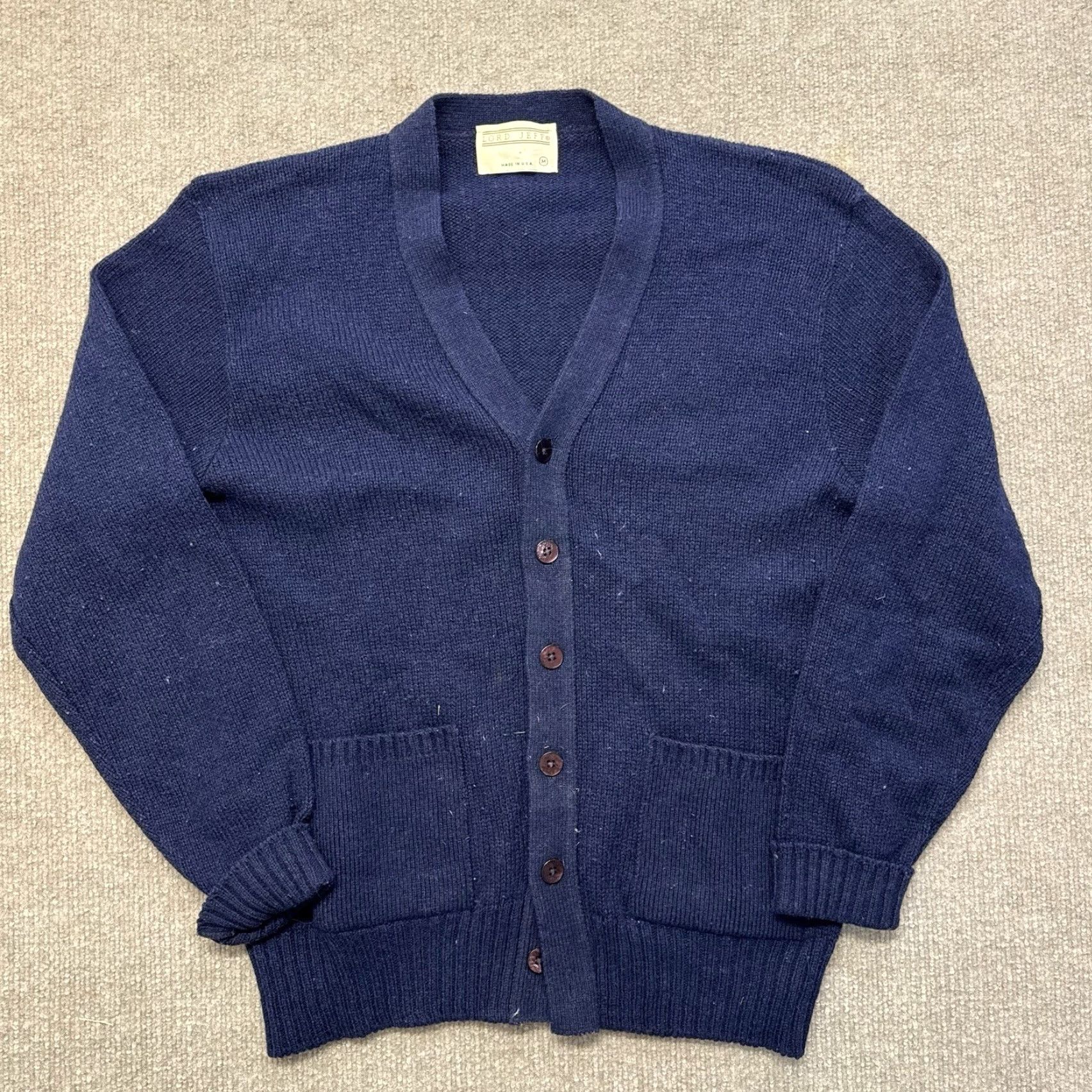 Vintage VINTAGE Lord Jeff Cardigan Sweater Mens M Orlon Acrylic Navy Button Up Size US M / EU 48-50 / 2 - 2 Thumbnail