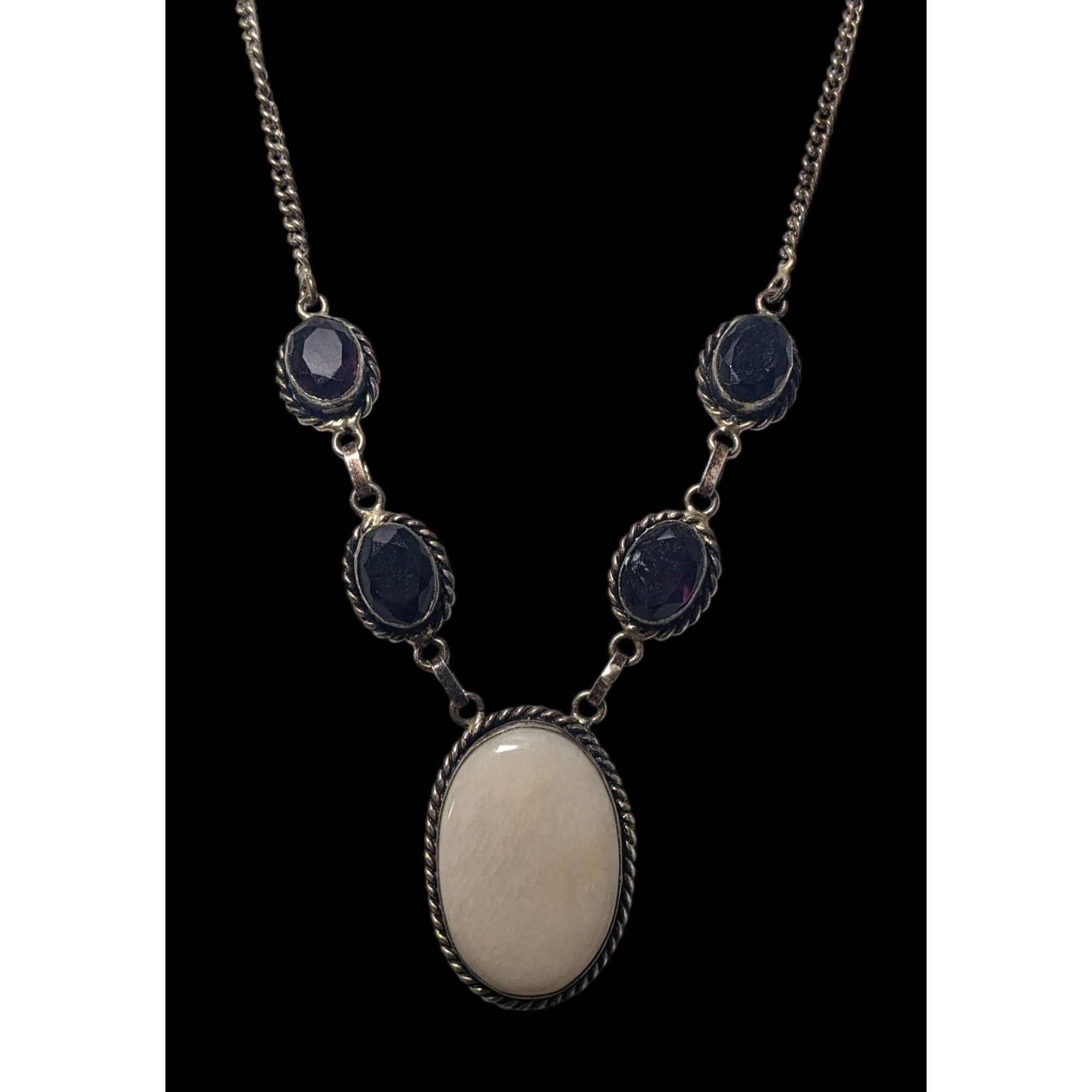 Other Vintage Sterling Silver Multi Gemstone Romantic Necklace Size ONE SIZE - 2 Thumbnail