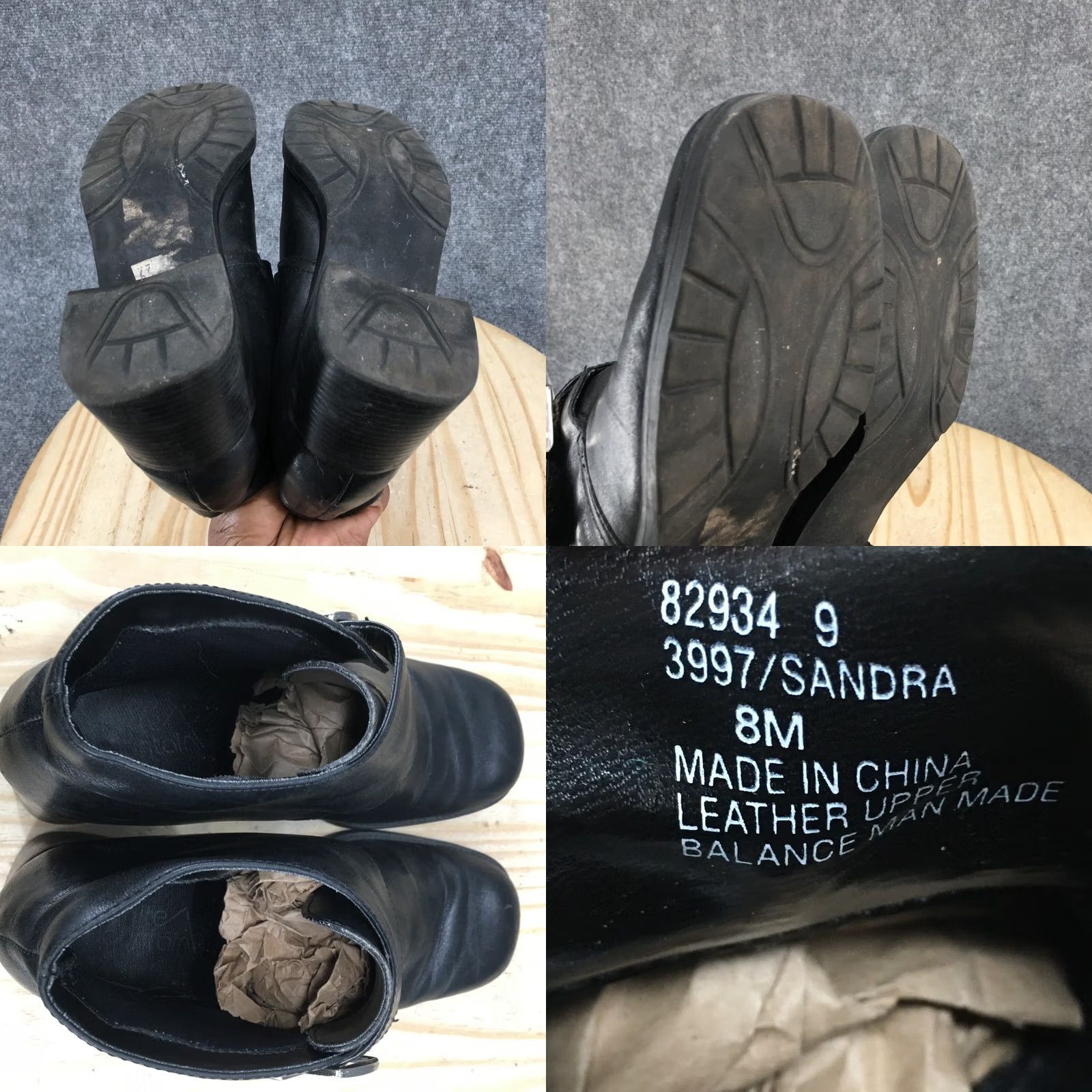 Vintage White Mountain Boots Womens 8 M Sandra Ankle Booties Black Leather Heel 2in Zip Casual Block Heel Bootie Mens Womens Size US 8 / IT 38 - 9 Thumbnail
