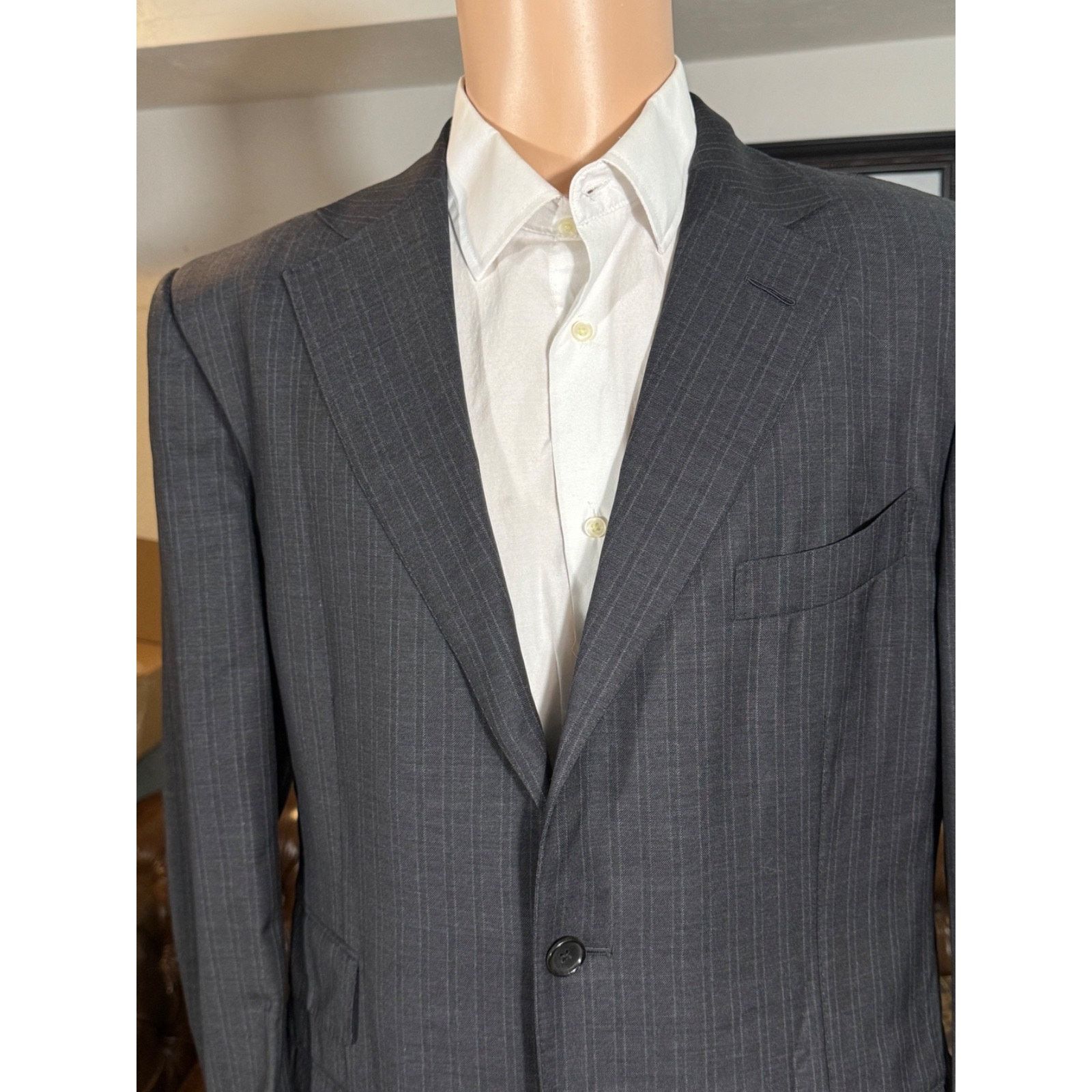 Tom Ford Tom Ford Charcoal Striped Gray Wool Blazer Notch Lapel 52 42 Size 42R - 8 Thumbnail