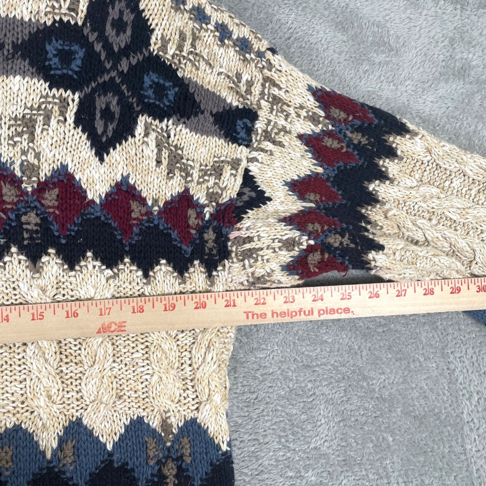 Coogi Great Lakes Recreation Mens Medium Beige 3D Knit Fair Isle Coogi Style Pullover - Vintage Cable Sweater Size US M / EU 48-50 / 2 - 6 Thumbnail