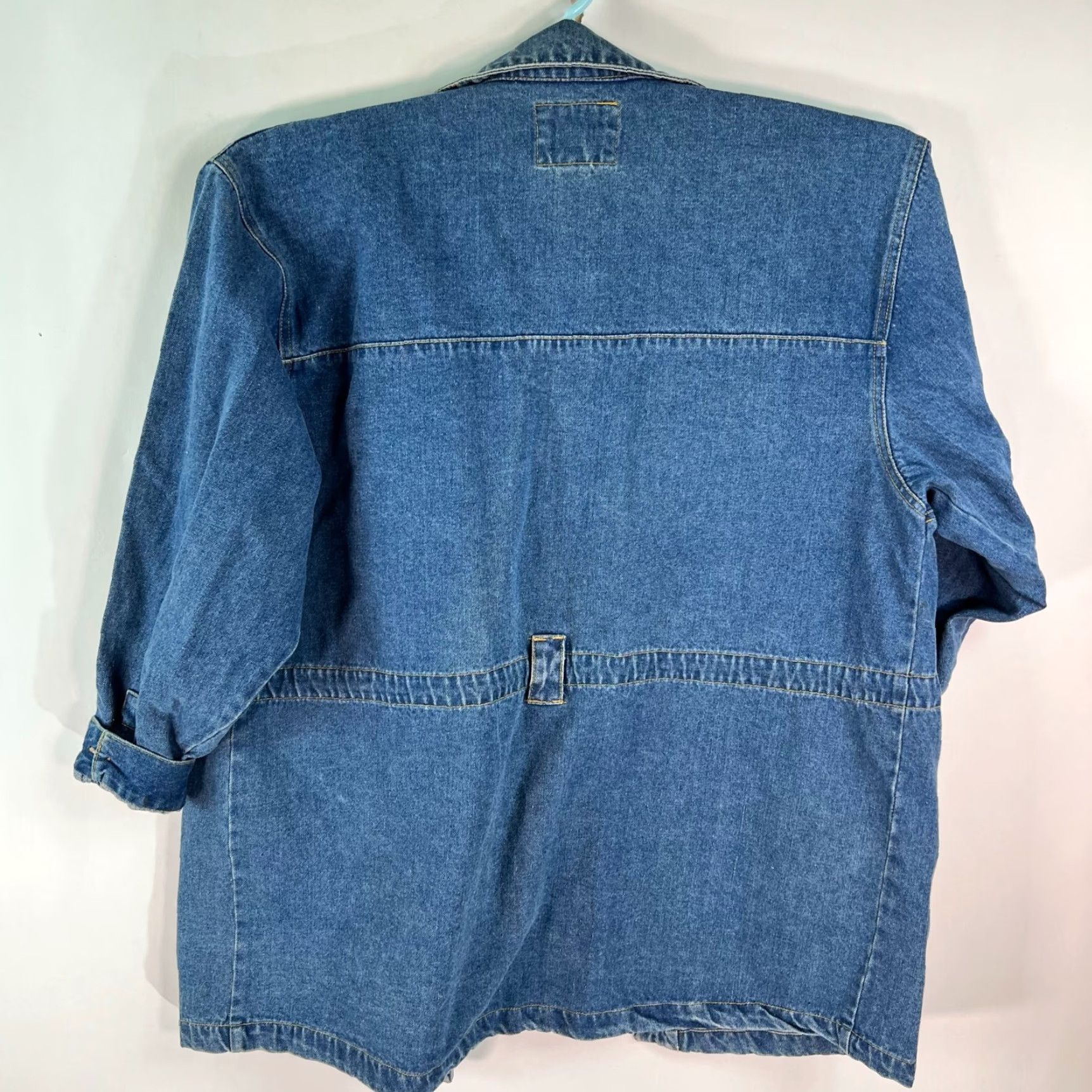 Denime Jean Blue Denim Jacket Womens Size L Blue Pockets Button Up Casual 3/4 Sleeve Size 36" / US 14 / IT 50 - 6 Thumbnail
