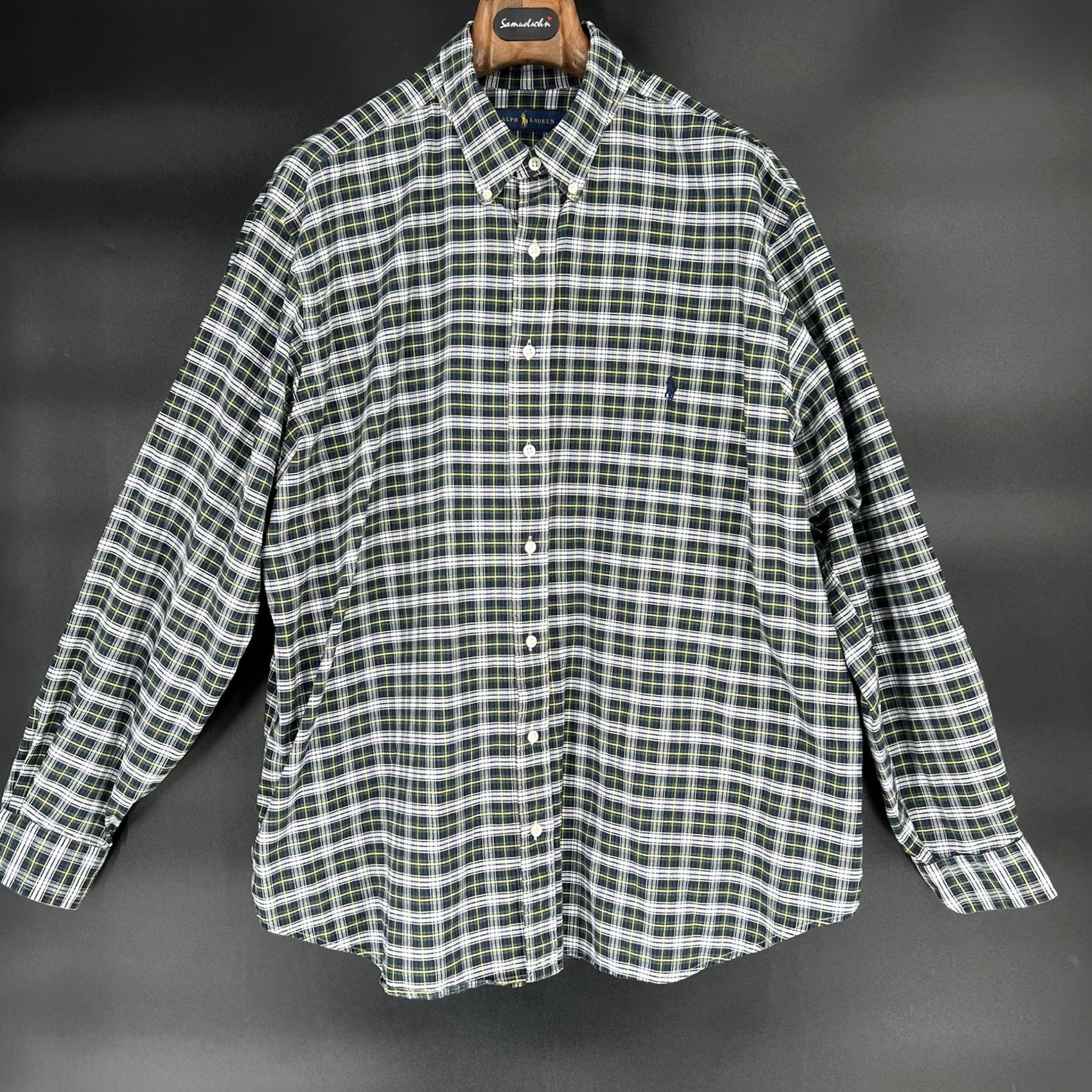 Polo Ralph Lauren VINTAGE Polo Ralph Lauren Logo Shirt Big Size 2XB Men's Cotton Long Sleeve Plaid Green Size US XXL / EU 58 / 5 - 2 Thumbnail