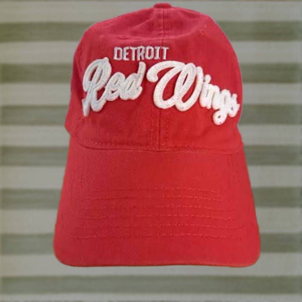 Vintage CCM Detroit Red Wings Adjustable Hat Baseball Cap Men Red 90s Retro Sports Cotton Embroidered Stitch Size ONE SIZE - 1 Thumbnail