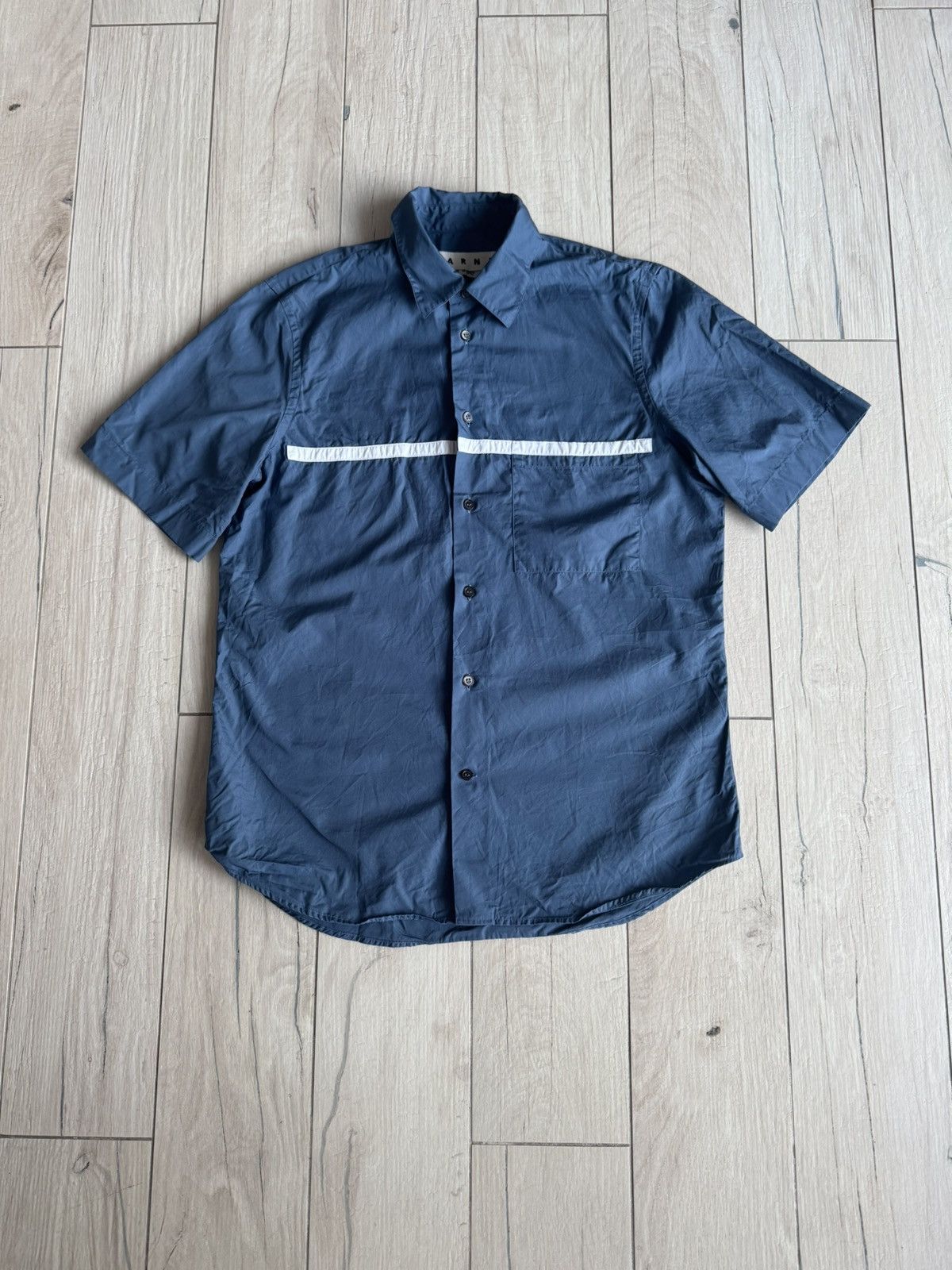 Marni Marni White Line Blue Shortsleeve Shirt Size US M / EU 48-50 / 2 - 1 Thumbnail