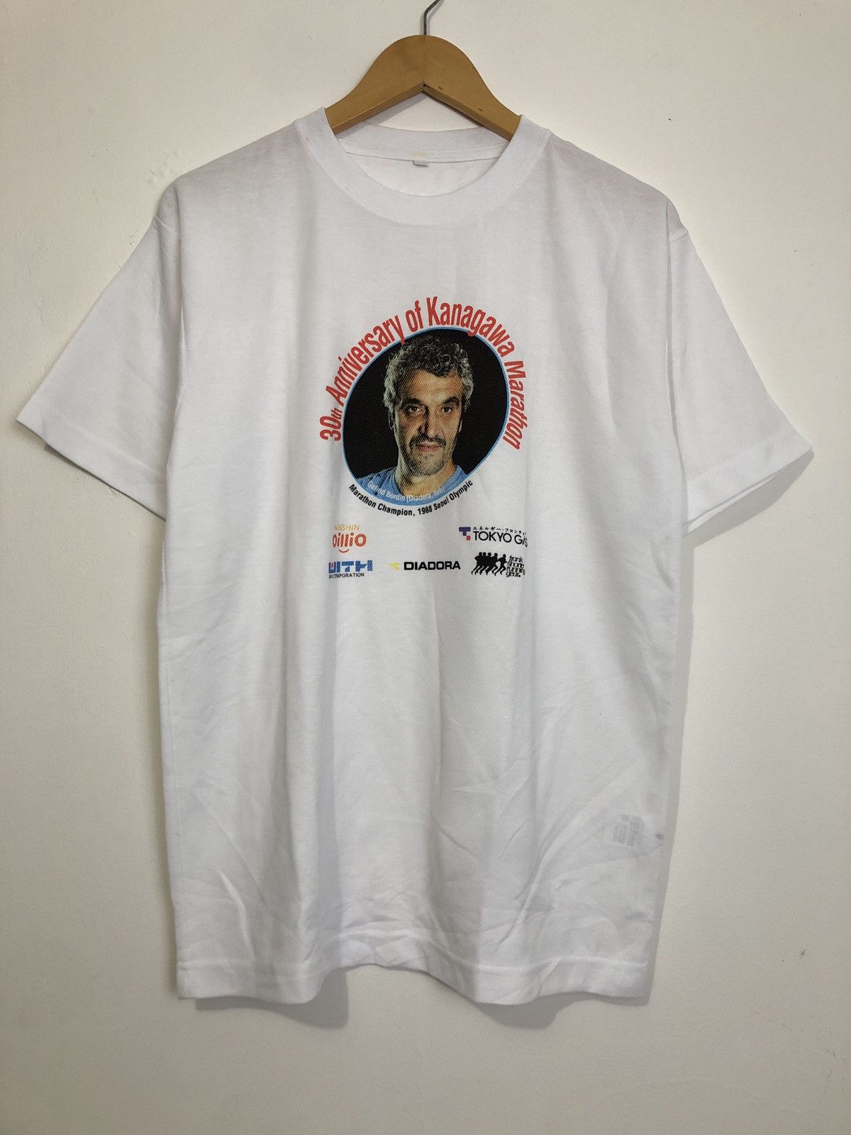 Vintage Vintage Kanagawa Marathon Gelindo Bordin T-Shirt Size US L / EU 52-54 / 3 - 1 Thumbnail