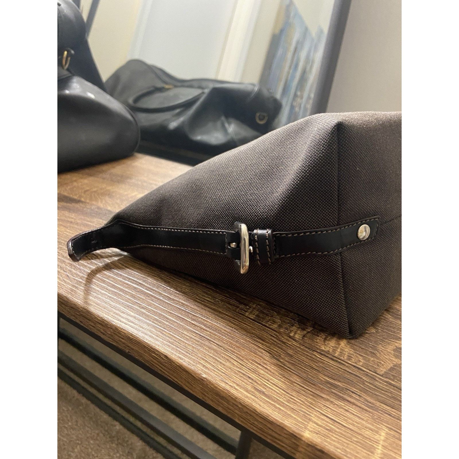 Prada Prada Canapa brown canvas leather buckle clutch pouch bag Size ONE SIZE - 12 Thumbnail