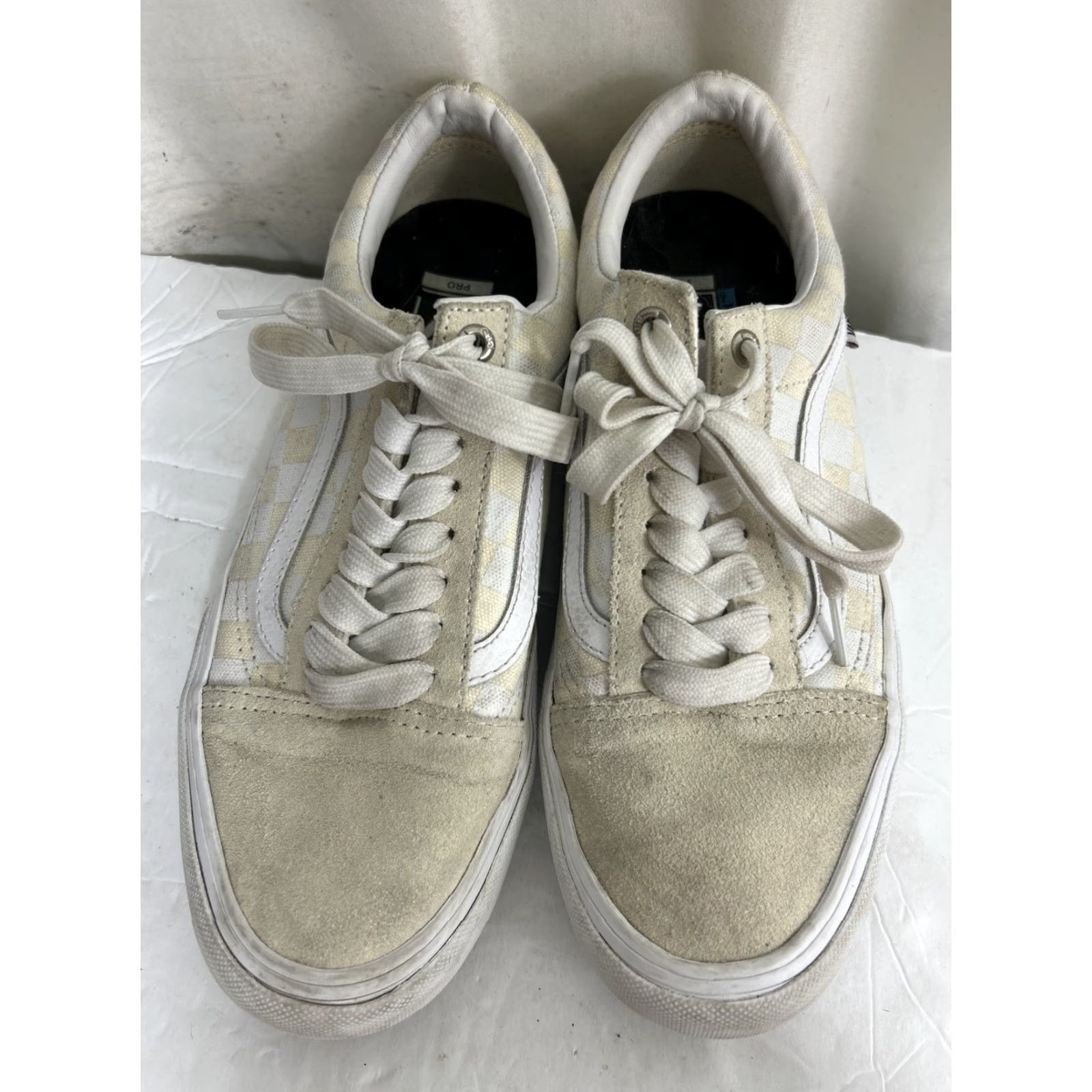 Vans Vans Mens 7.5 Ultracush Pro Cream Low Lace Up Checkered Duracap Sneakers Shoes Old Skool Sneakers Ivory Men Adult Shoes Mens Size US 8 / EU 41 - 6 Thumbnail