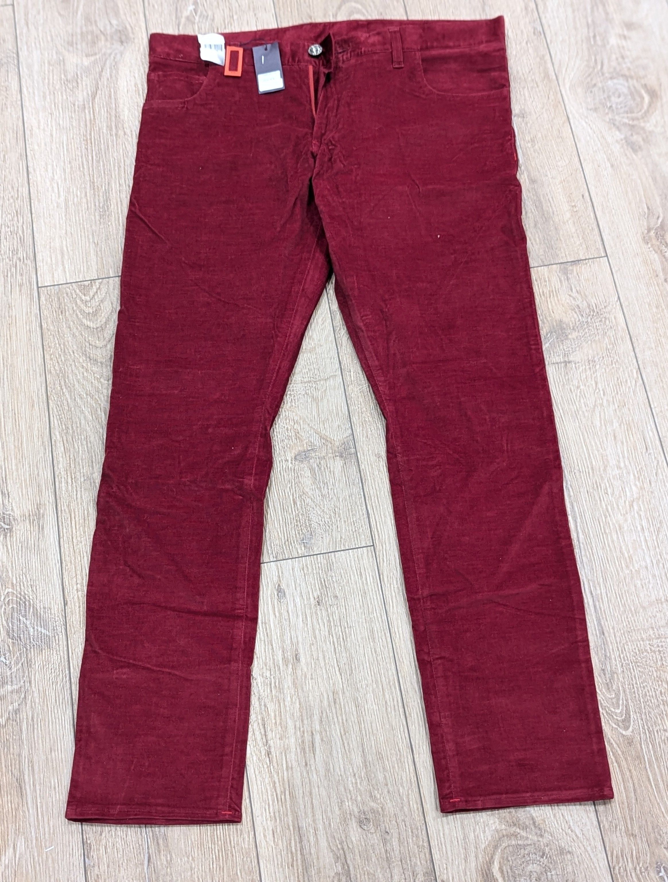 Mens ISAIA Cotton Straight Leg Jeans Red 52 US 36