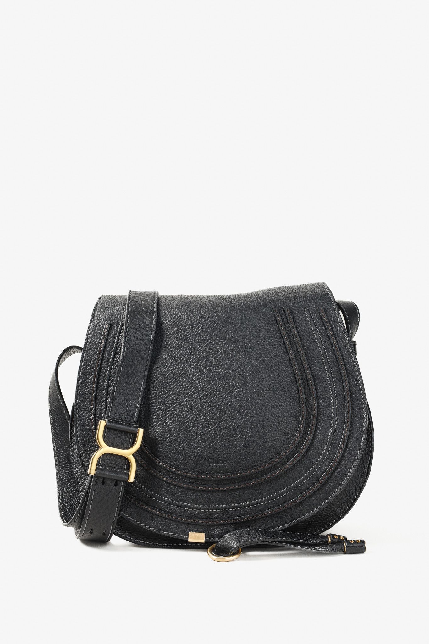 Chloe Chloe Marcie Leather Topstitch Cross-Body Saddle Bag Size ONE SIZE - 1 Thumbnail