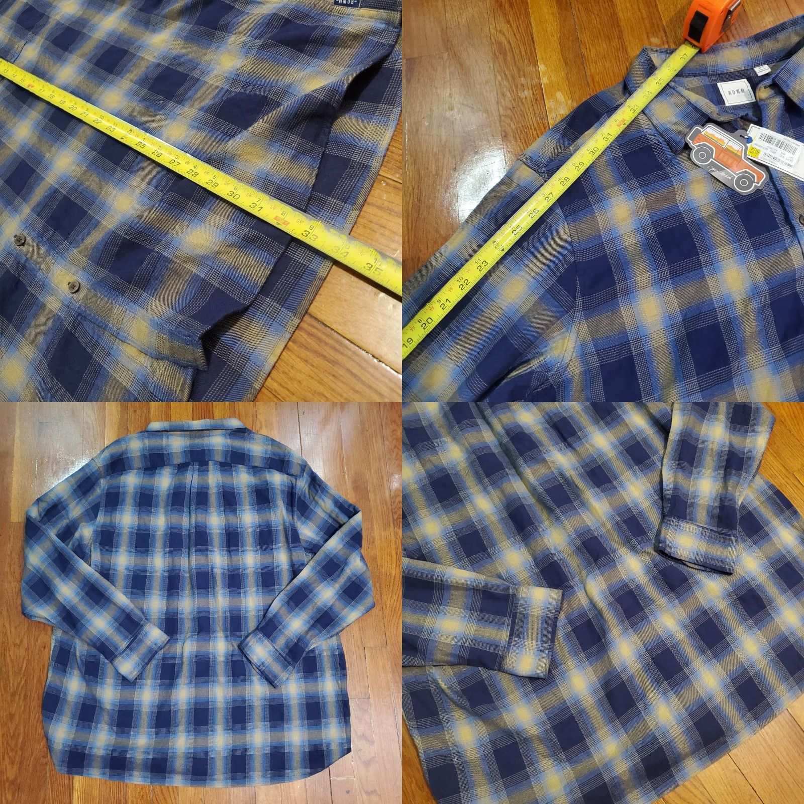 Vintage ROWM Flannel Shirt Button-Up Open Road Brown Blue Plaid Mens 3XT Tall New Size US XXL / EU 58 / 5 - 8 Thumbnail