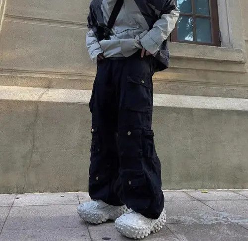 Japanese Brand × Vintage Retro heavy-duty multi-pocket loose wide-leg overalls Size US 32 / EU 48 - 3 Thumbnail