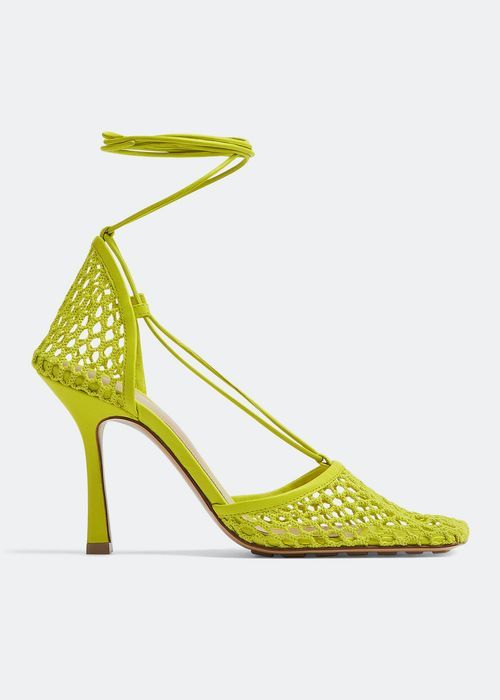 image of Bottega Veneta O1Loc1C0324 651388 Stretch Lace-Up Sandals In Yellow, Women's