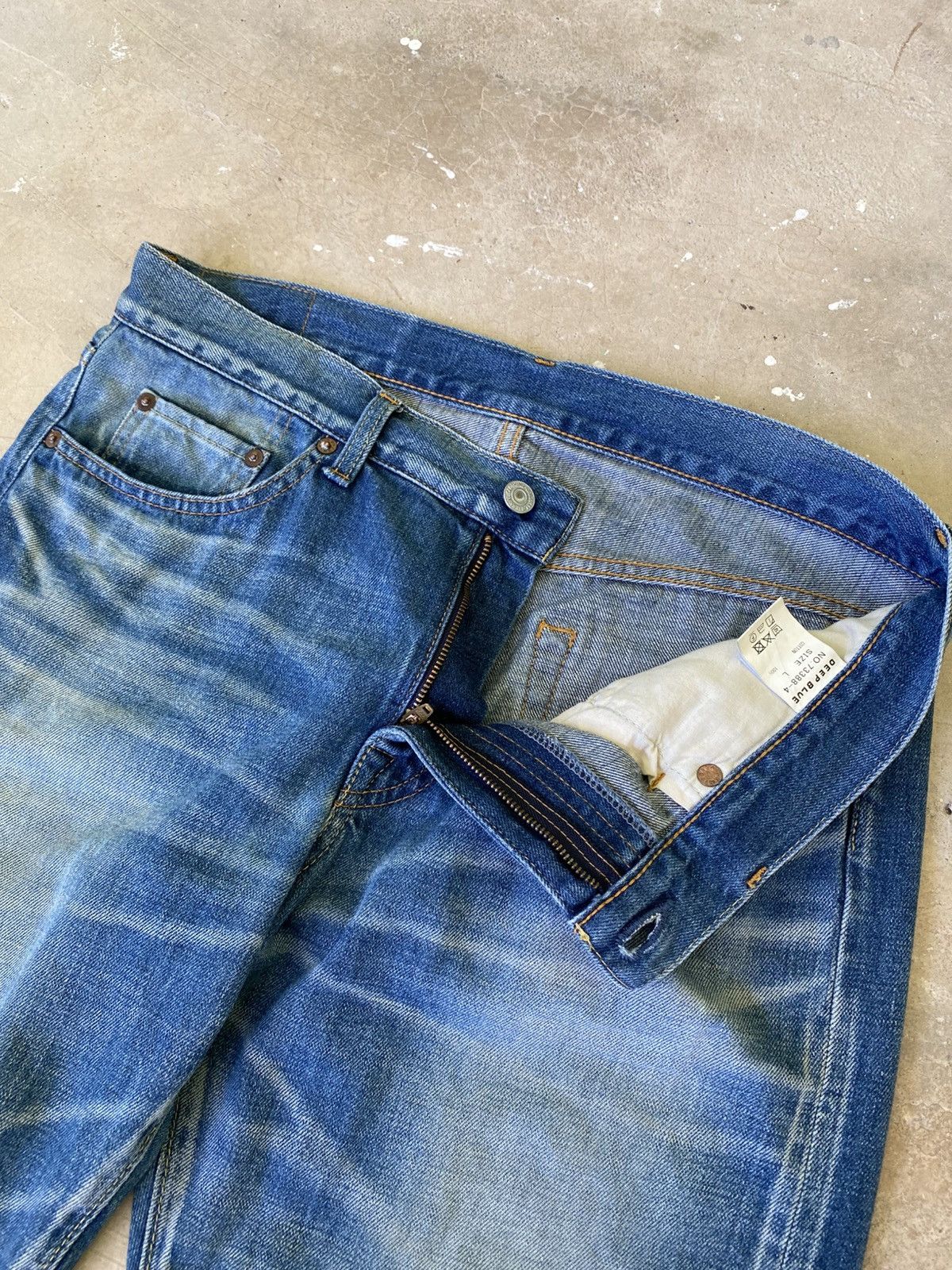 Japanese Brand Deep Blue Japan Selvedge Faded Denim Jeans W34 Size US 34 / EU 50 - 5 Thumbnail