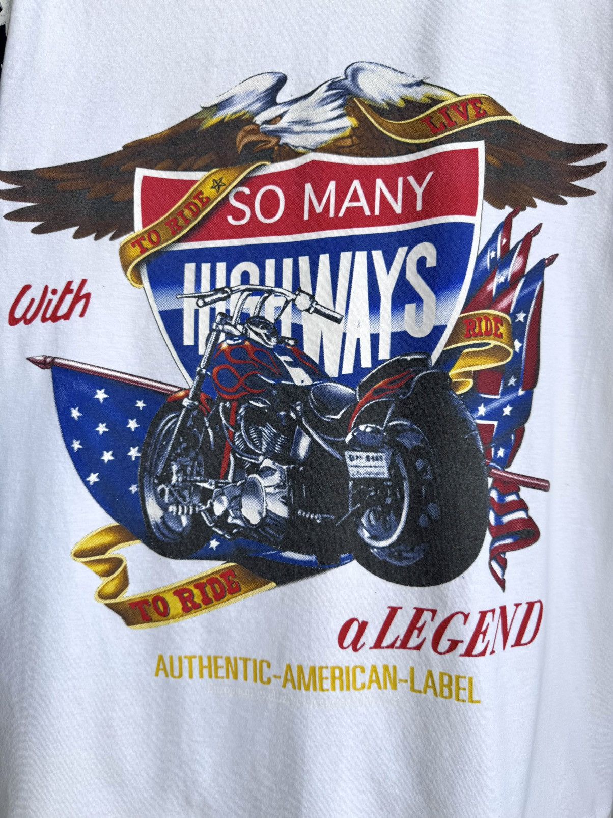 Vintage Vintage Biker Motorcycle Eagle Graphic Tee Shirt USA Flag Size US L / EU 52-54 / 3 - 4 Thumbnail